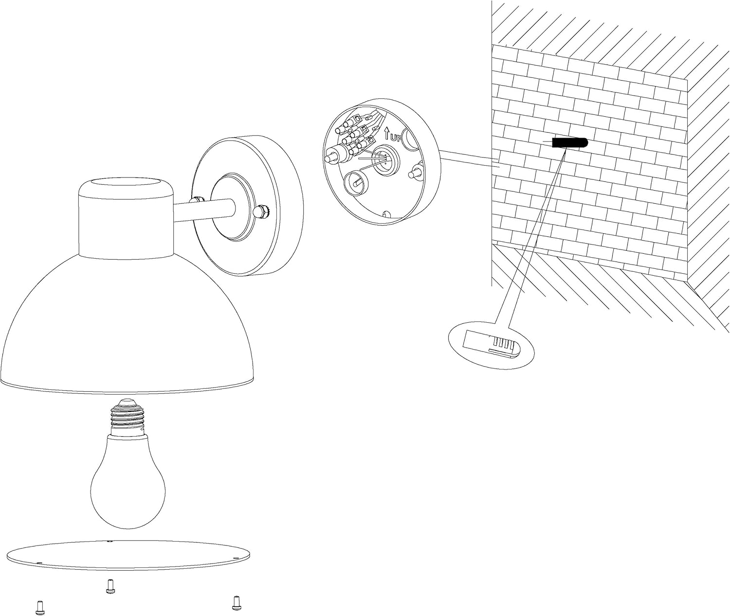 EGLO Wall Light, Alloy Steel Plastic, Black, 20 X 23.5 X 18.5 Cm image number 2