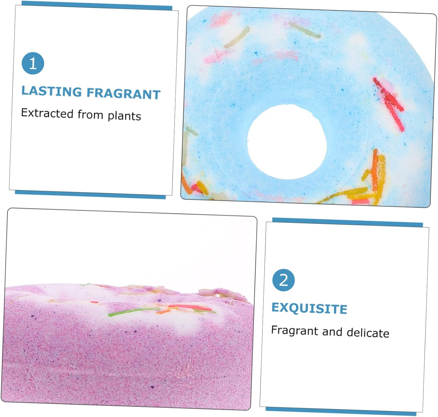 SHOWERORO 4 Pack Salt Bath Handmade Doughnut Bath Balls Skin Care Relaxing Bath for Mom Friend or Self image number 3