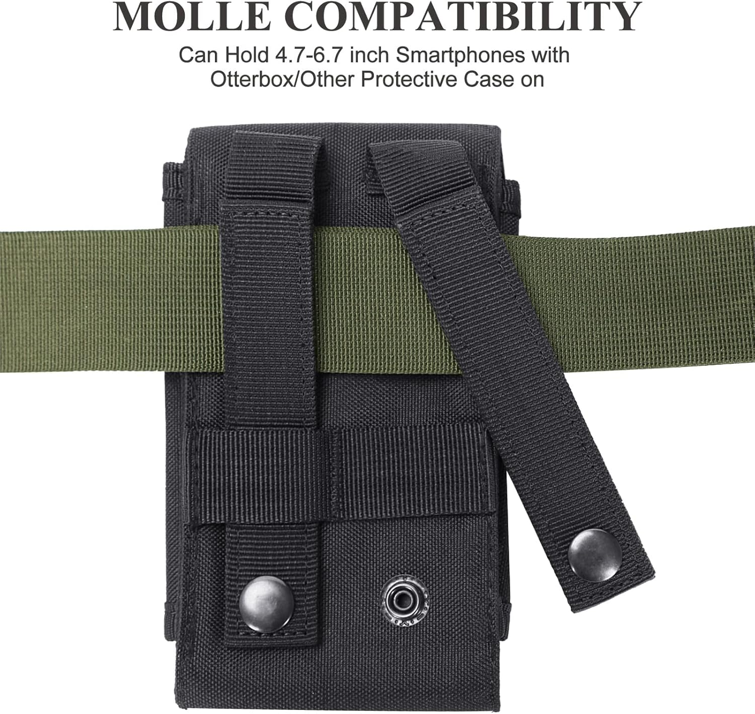Universal Tactical MOLLE Holster Army Mobile Phone Belt Pouch EDC Security Pack Accessory Waist Bag Case Compatible Iphone 16 Pro X XS Max XR 7 8 6/6S plus Samsung Galaxy S24 S23 S22Plus image number 3