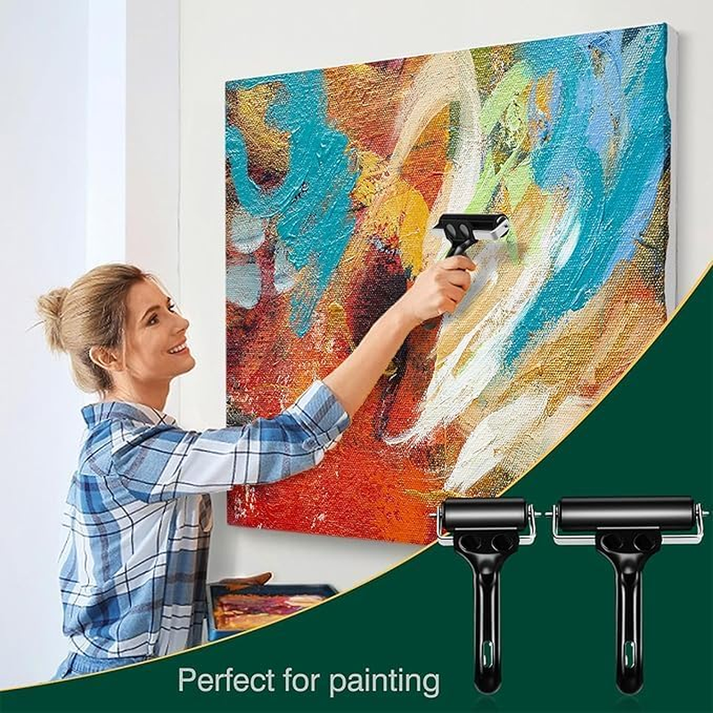 MIVES Rubber Brayer Roller Set, 3 Pack Hard Rubber Rollers for Ink Paint, Printmaking, Art & Craft, Adults