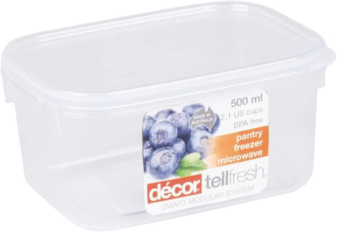 D&eacute;cor 002751-004 Food Storage Container, 500 Ml, Oblong, Pack of 3, Clear image number 3