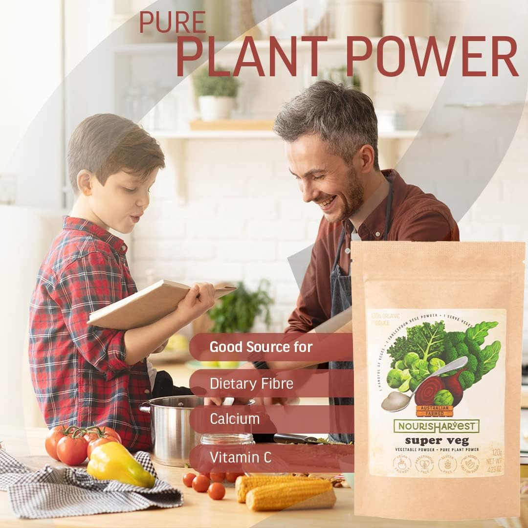 Beetroot, Broccoli & Kale Powder - Raw Superveg Blend for Smoothies & Seasoning, No Added Sugar, Preservatives-Free, Made from 100% Farm Fresh Vegetables - 120G image number 6