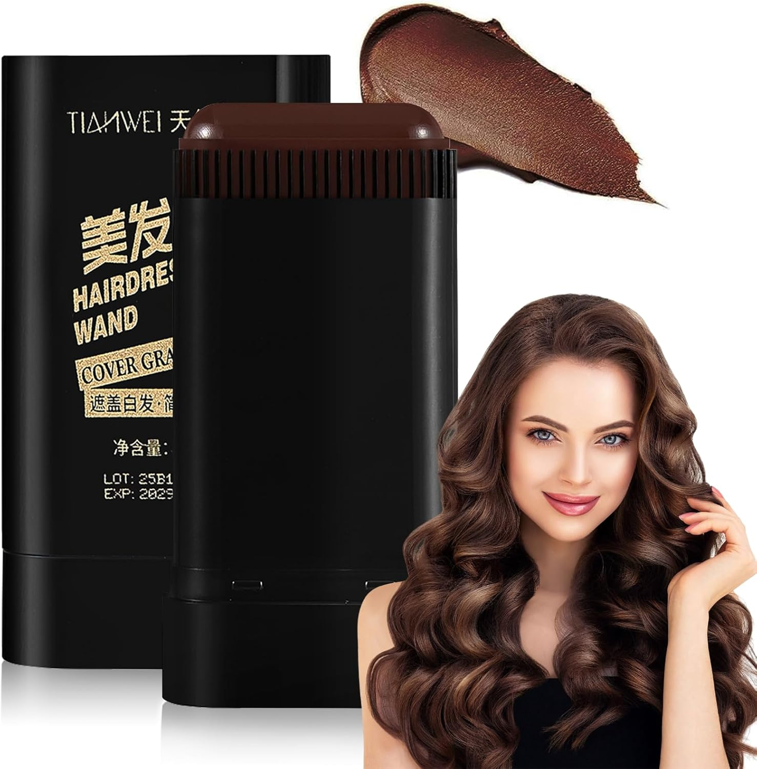 Hair Color Stick Comb Hair Dye Pen Instant Portable Hair Dye Comb Root Hair Mascara for Gray Hair Coverage, 2 in 1 Temporary Hair Touch up Dye for Women & Men Blonde Roots Quick Fix (Dark Brown)