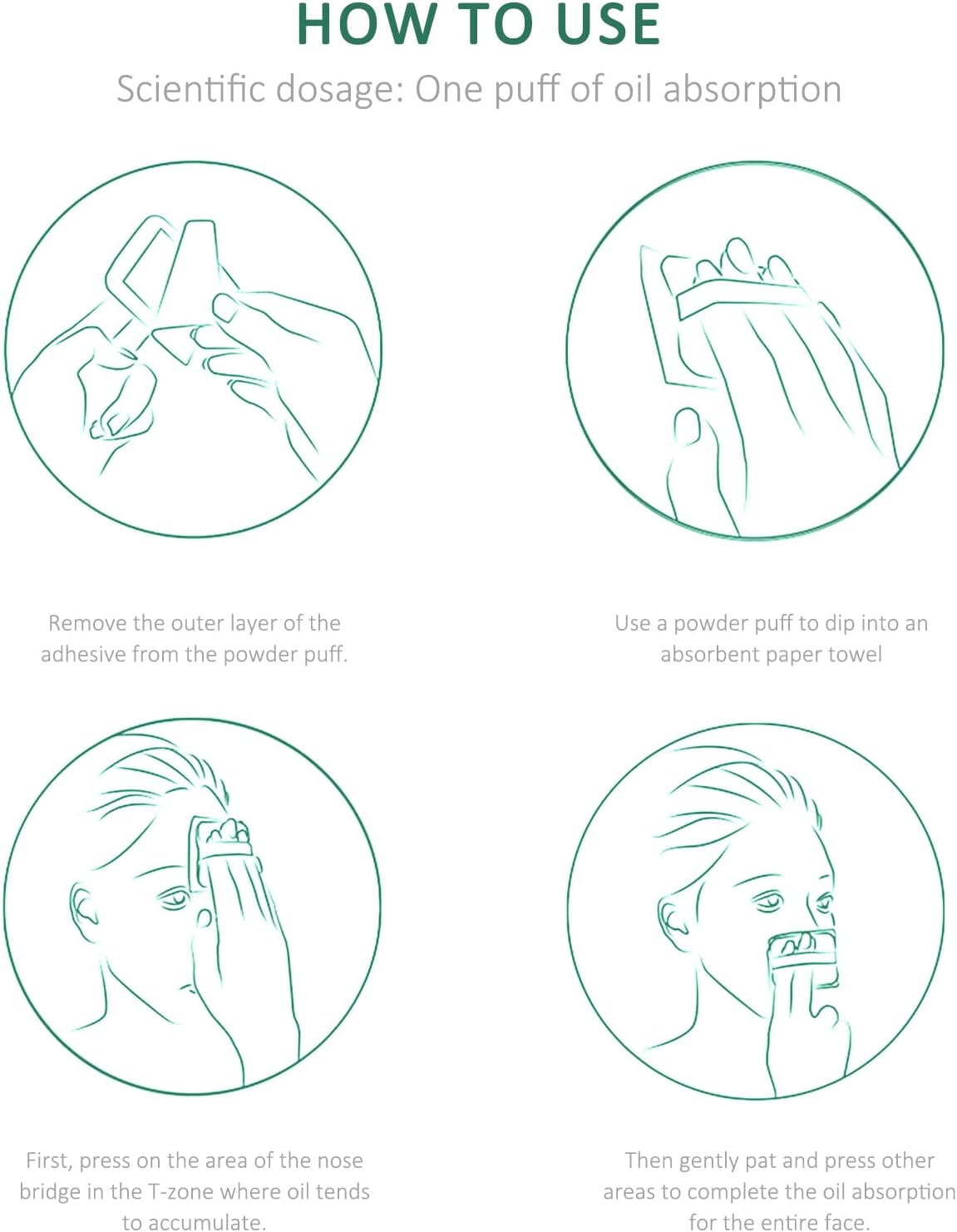 RIBHNXHI Oil Blotting Sheets for Face, 100 Counts Green Tea Blotting Paper with Portable Mirror Case and Makeup Puff for Daily Makeup Touch up Oil Absorbing Sheets image number 1