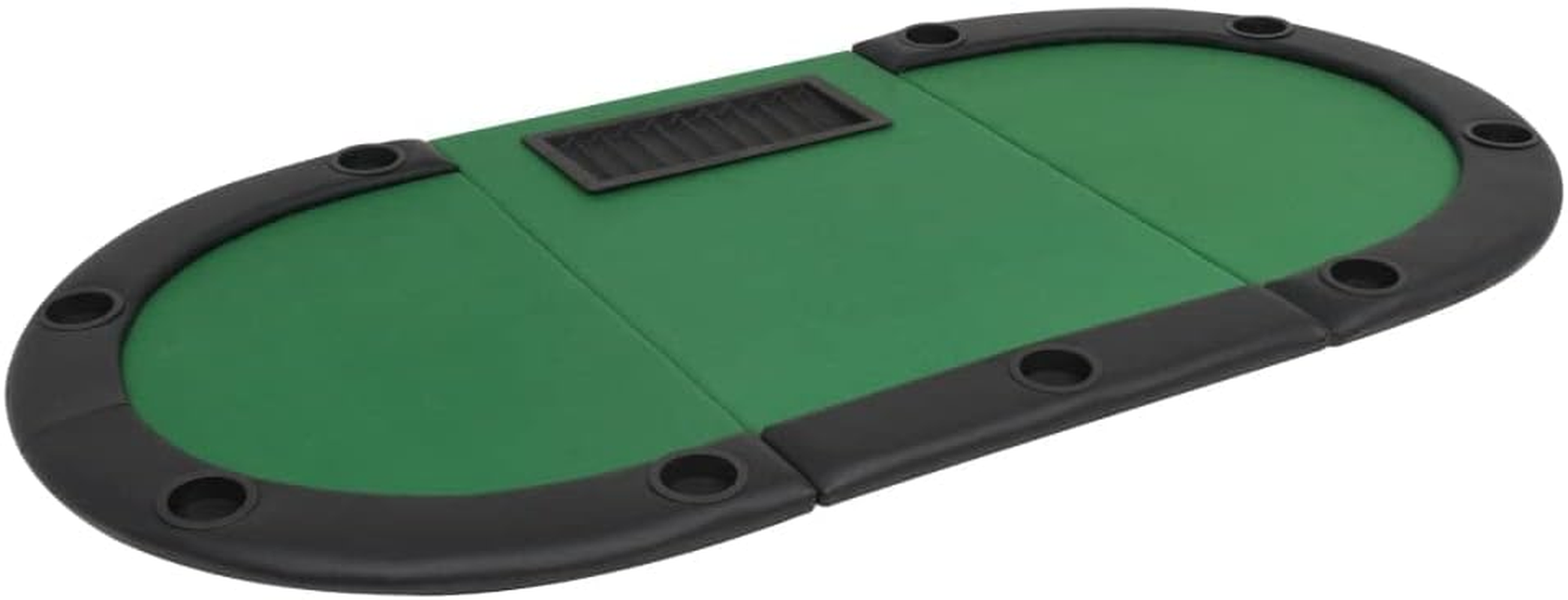 Vidaxl Folding Poker Table - Green Oval Game Table - Suitable for 9 Players - Polyester Upholstery & Artificial Leather Armrests - MDF and Steel image number 5