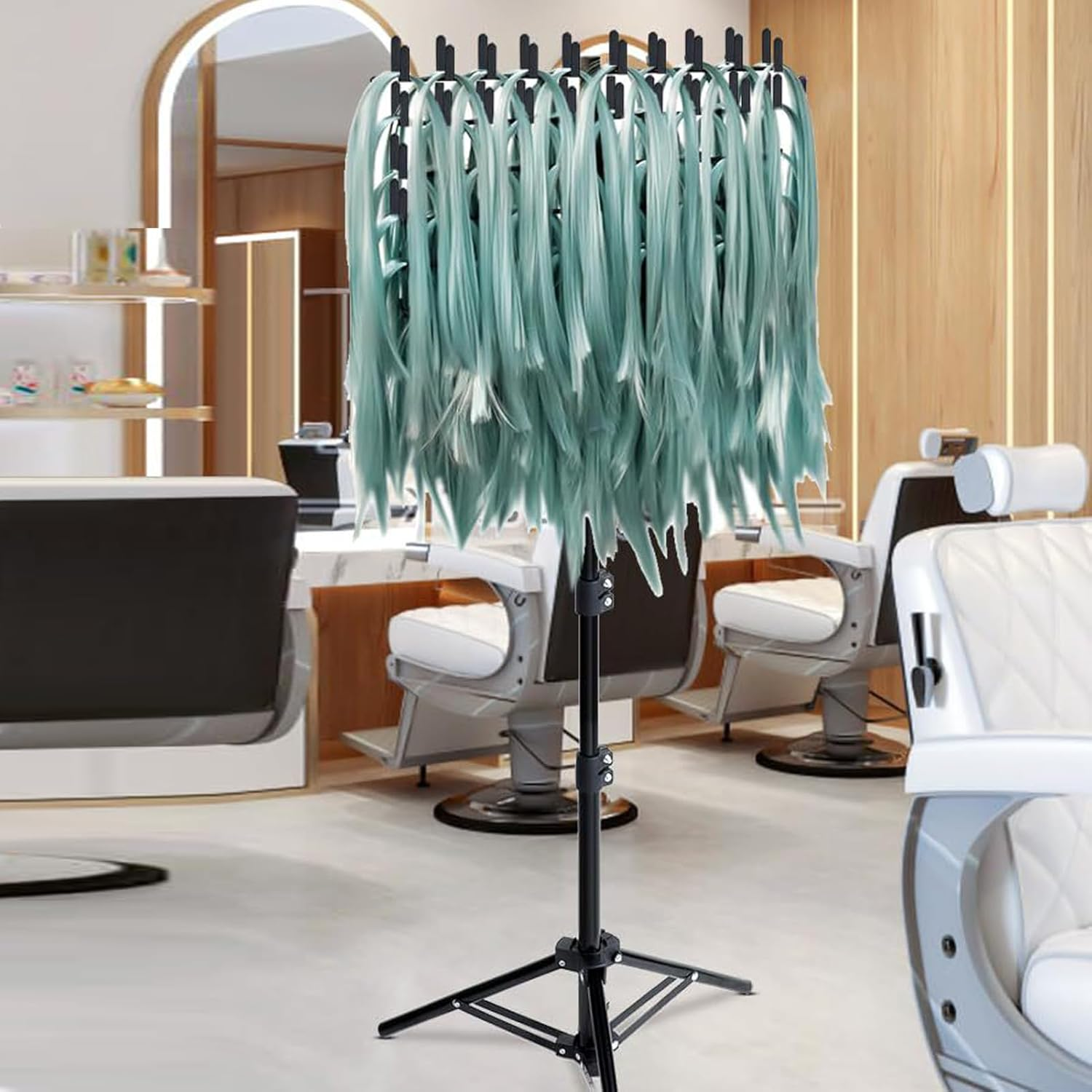 Braiding Hair Rack | Hair Extension Holder Rack Standing | Space Saving Stylists Product Organizer Efficient Storage Solution for Salon Home image number 2