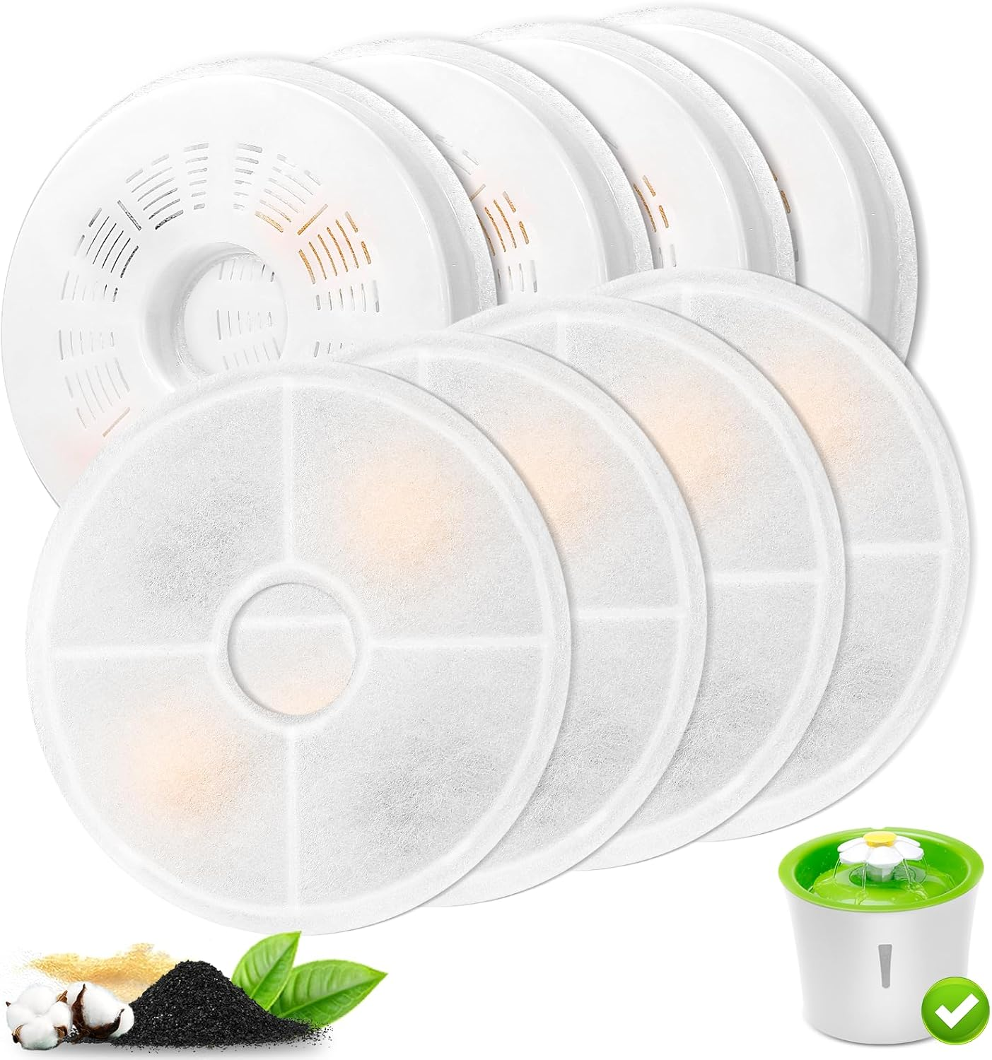 Vindox Cat Fountain Filter, 8 Pack, Compatible with 3L Fountain, Activated Carbon & Ion Exchange Resin, Removes Impurities & Odours, Keeps Pets Healthy image number 6