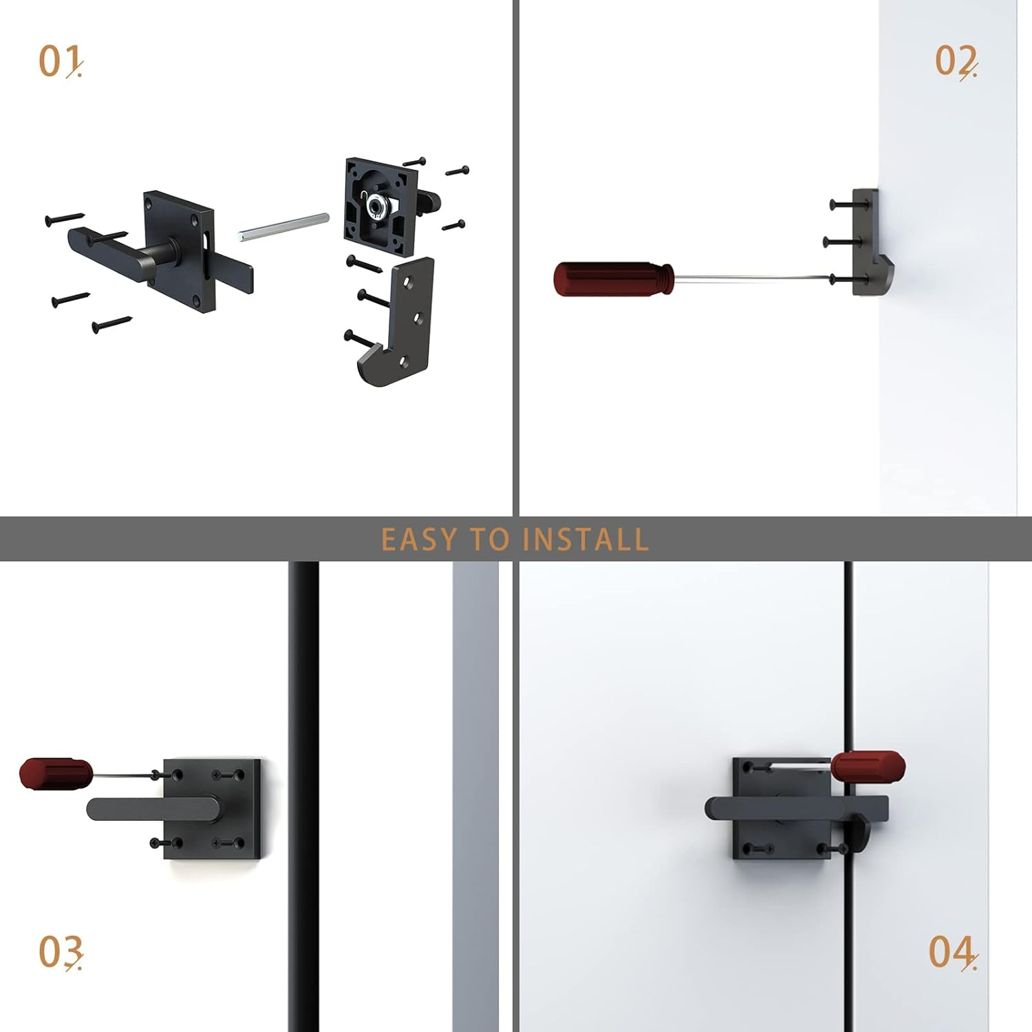 Sdstone Double Side Gate Latch,Heavy Duty Swinging Door Latch Gate Hardware for Wooden Fence,Gate Hardware for Left Inswing Outdoor Wooden Gates, Pool Gate, Backyard, Garden image number 6