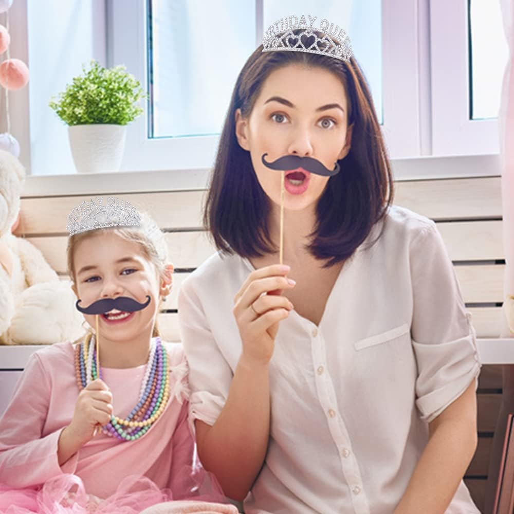 Birthday Tiara for Women Gold Birthday Queen Sash image number 1