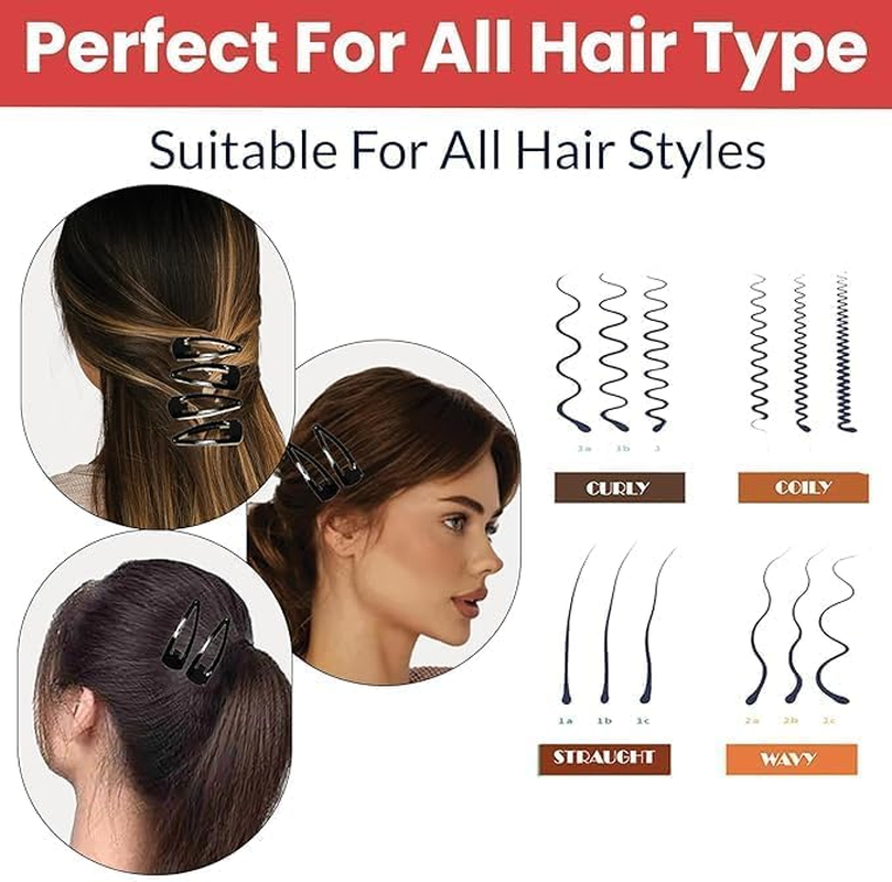 NTY Collections 100 Large Metal Tic Tac Snap Hair Clips for Women (Black) &ndash; Strong Grip Non-Slip Barrettes, Heavy-Duty Metal Hair Accessories for Thick & Thin Hair, Daily Styling Hair Clips &ndash;( 100 Pieces, 3.1 Inch )