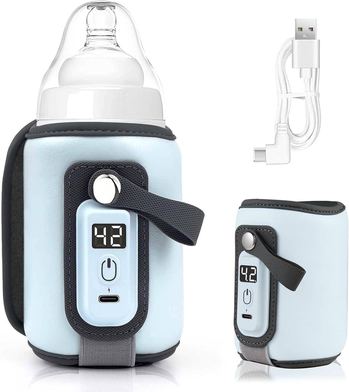 Baby Bottle Warmer, 5-Temperature Baby Milk Heating Keeper, Portable USB Bottle Warmer with LED Display for Rapid Heating & Precise Temperature Control, Suitable for Home & Travel image number 4