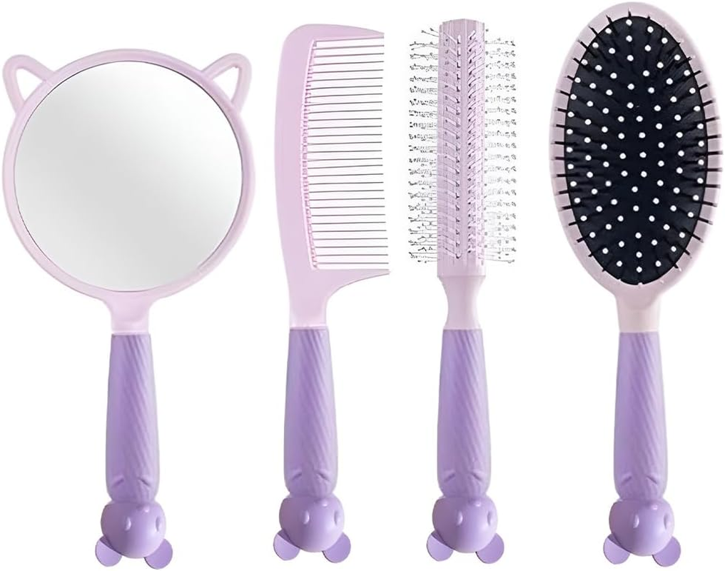 MOTRAIN 3D Air Cushion Massage Comb Set, Anti-Static Wide Teeth Air Cushion Combs for Detangling & Scalp Care,Self-Cleaning Design for Straight, Curly & Long Hair, Includes Handheld Mirror image number 5