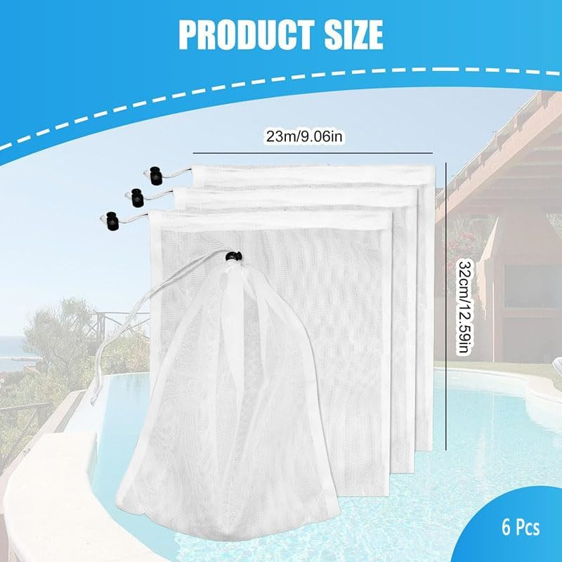 Shuoteng Pool Vacuum Leaf Cleaner Mesh Bags, 6Pcs Vacuum Pool Cleaner Bags Mesh Leaf Bag with Pull and Lock Cord, Fine Mesh Pool Leaf Vacuum Net Bag with Locking Cord image number 5