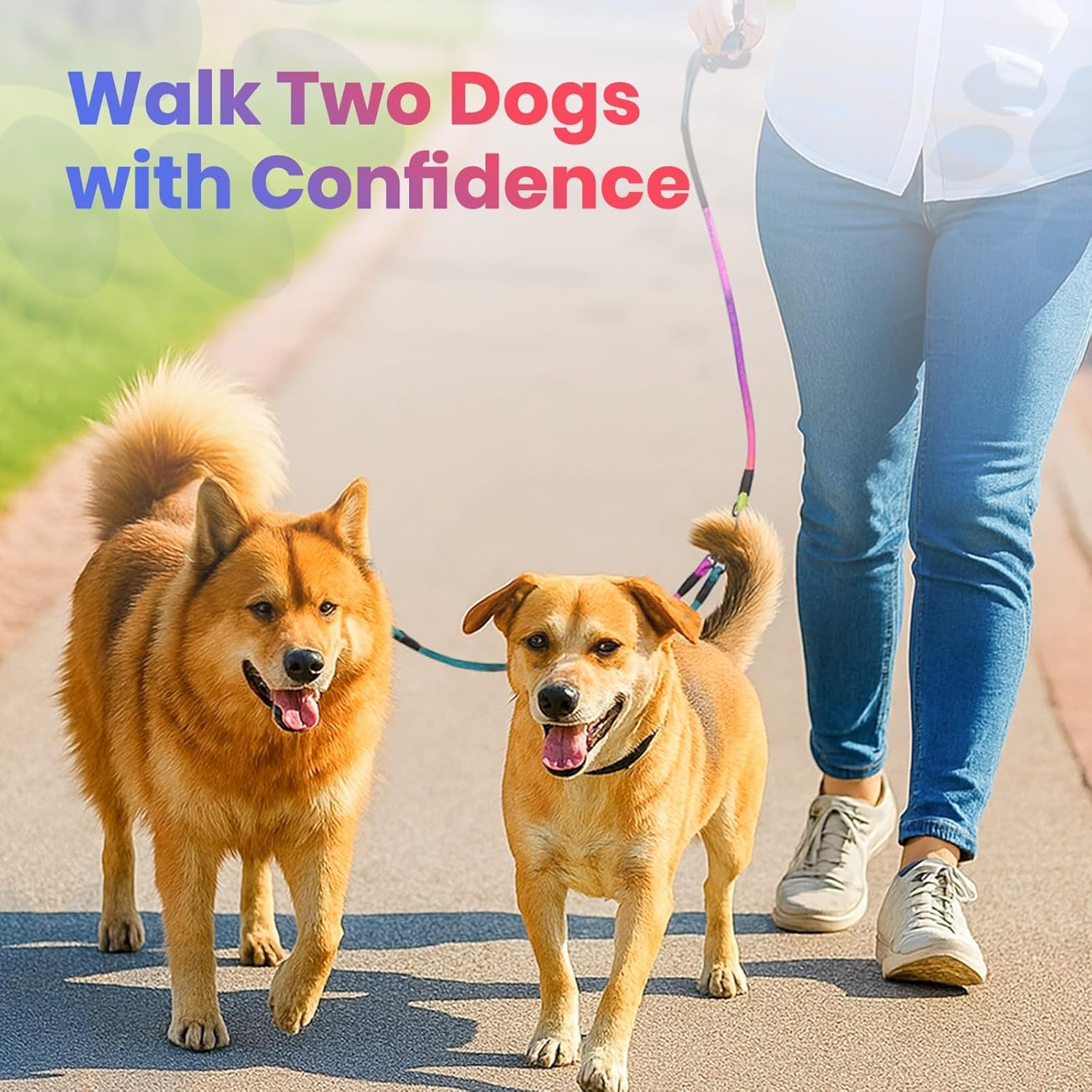 Double Dog Leash for Two Dogs,360 Swivel No Tangle Walking Leash, Dual Dog Leash for Large Medium Small Dogs image number 1