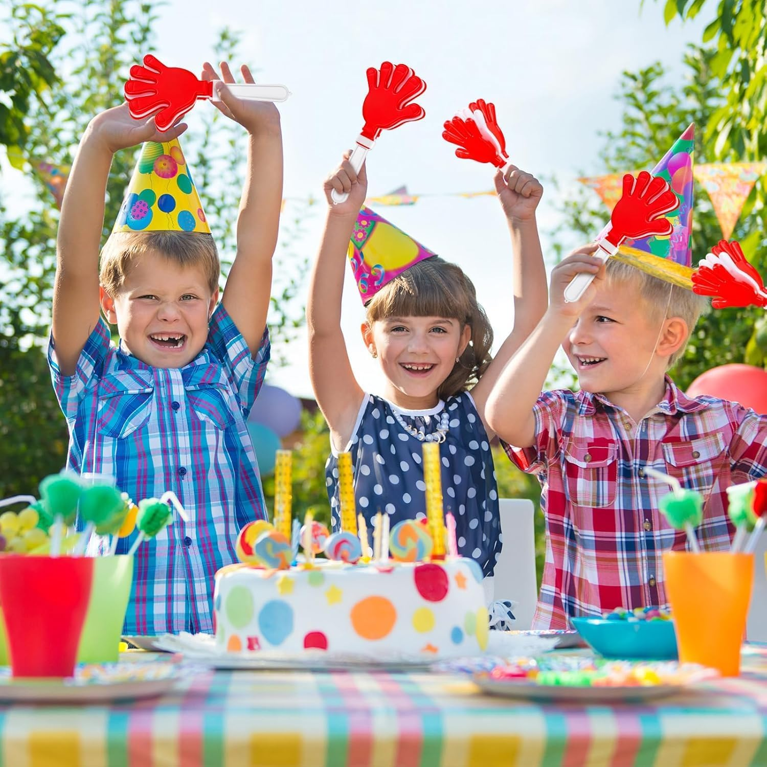 8Pcs Jumbo 7.5 Inch Hand Clappers Noise Makers Giant Large Plastic Noisemakers for Sporting Event Ball Dance Fiesta Birthday Game Accessories Party Supplies (Red) - Green image number 5