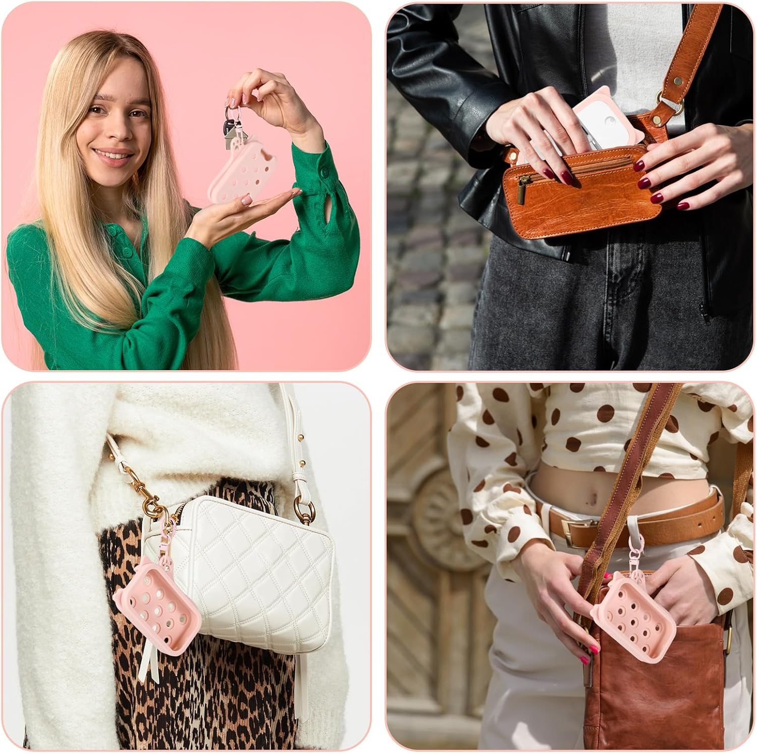 Sinbana Silicone Case for Touchland Power Mist & Glow Mist 30 Ml, Cute Cat Protective Case with Key Ring, Practical Accessory for Hand Sanitiser Spray, Hole Design, No Charm (Pink) image number 2