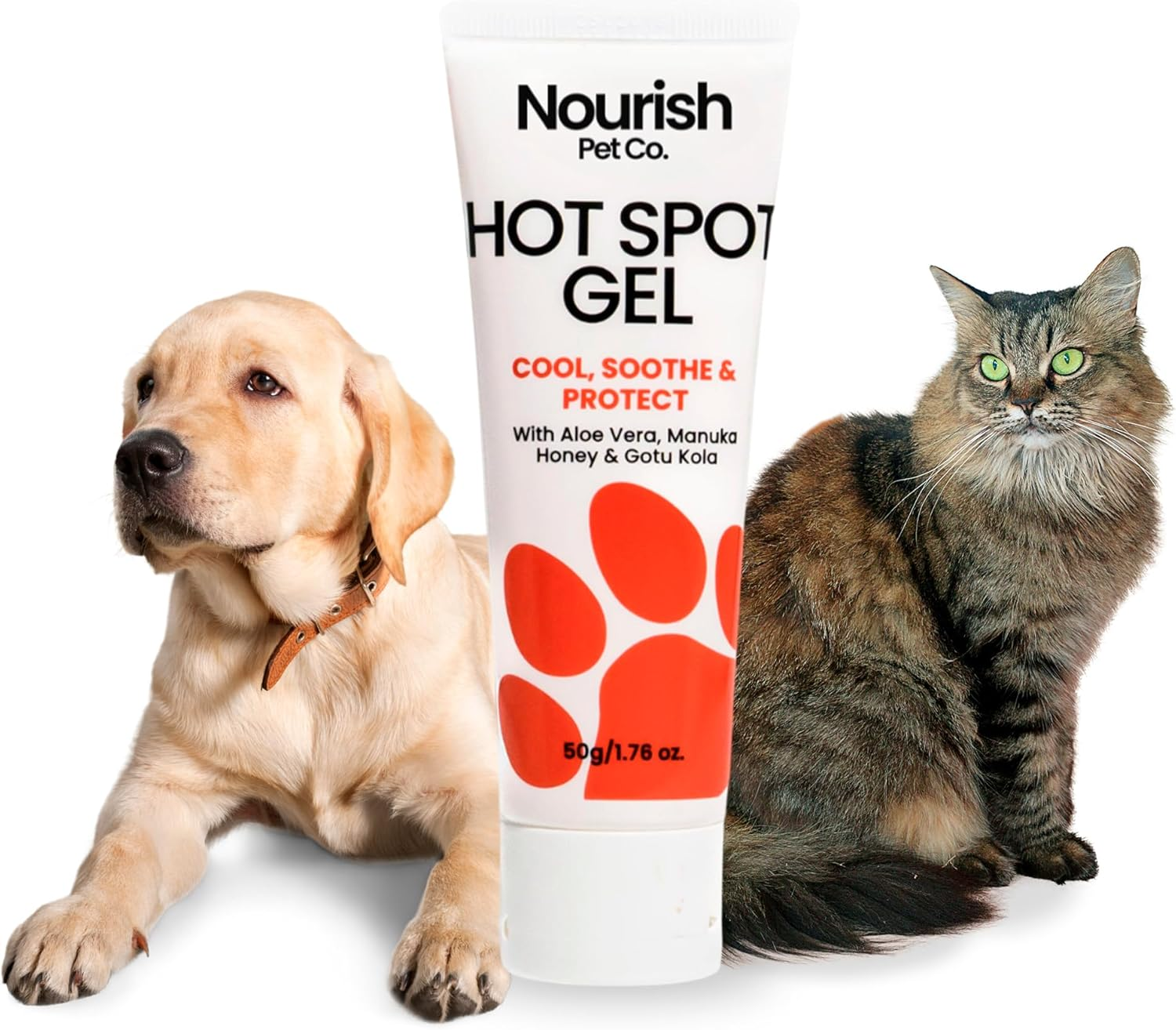 Nourish Pet Co. Hot Spot Gel for Cats and Dogs - Skin Irritation Treatment, Soothing Relief for Dry Itchy Allergy-Prone Skin, Fragrance Free, 50G Bottle image number 2