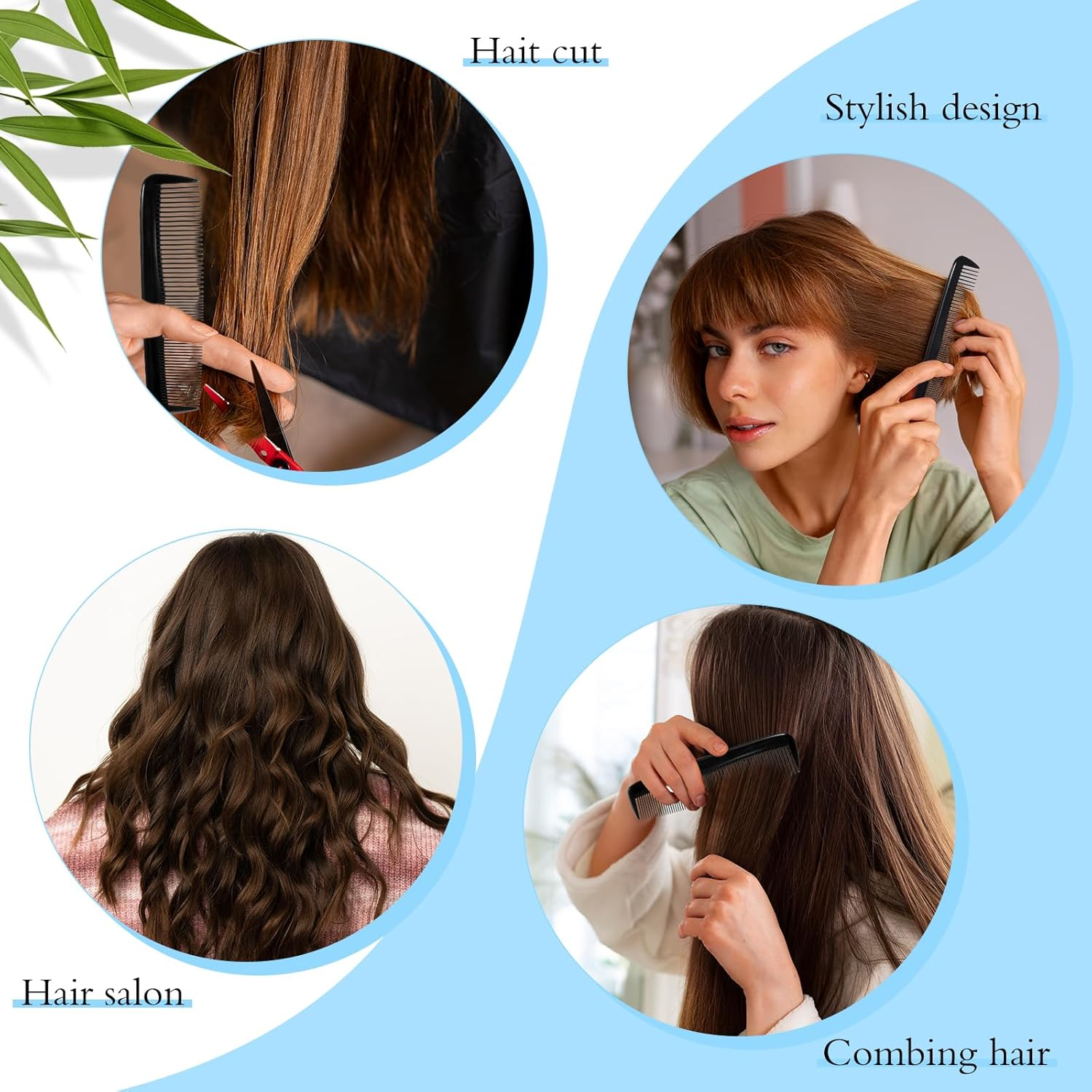 Pack of 30 Plastic Pocket Combs Black Hair Comb Men'S Styling Comb with Fine and Standard Teeth Hair Combs Hair Cutting Combs for Women Hairdresser Hair Care image number 6