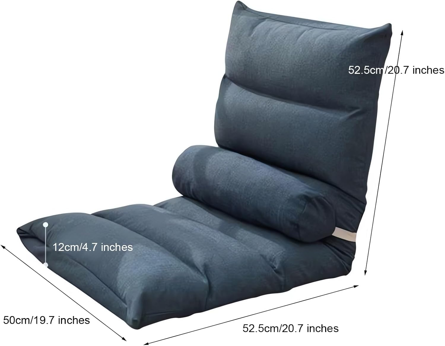 Adjustable Floor Chair with 5 Positions, Linen Fabric Cover, Foam Padding, 52.5 X 50 X 52.5 Cm, A300 (Grey) image number 3