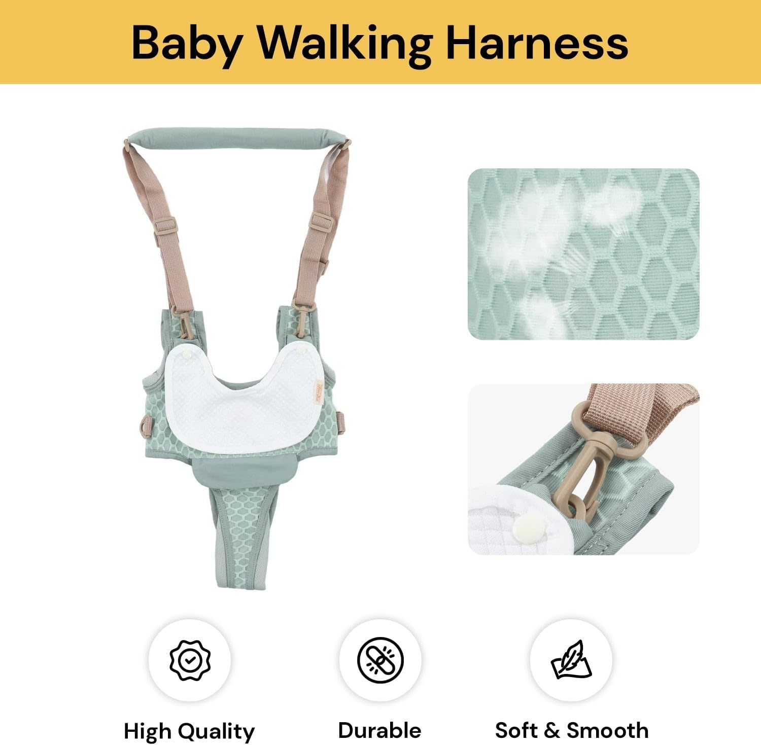 EZONEDEAL Walking Harness Adjustable Detachable, Walker Assistant Protective Belt Learning Walk Support Assist Trainer Tool - for 7-24 Month Old (Red) image number 3