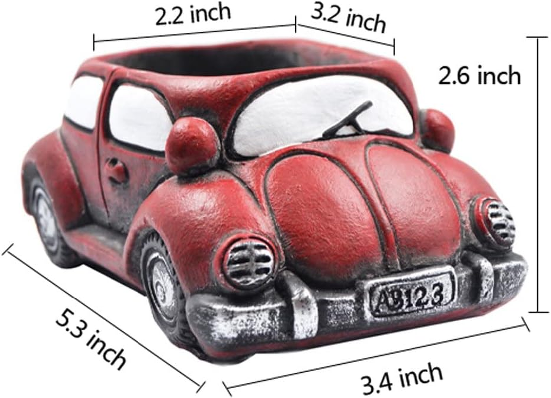 Cement Red Car Succulent Planter Flower Pots Succulent Plants Containers, Small Pot for Cactus Decor Planters for Indoor Plants - Bluecar image number 2