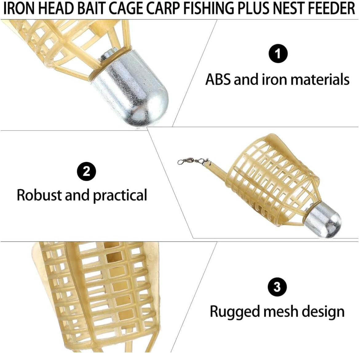 AIMALL 4PCS Feeder Bait Cage - ABS and Iron Material, Rugged Mesh Design, European Carp Fishing Accessories, Bait Load Feeder image number 4