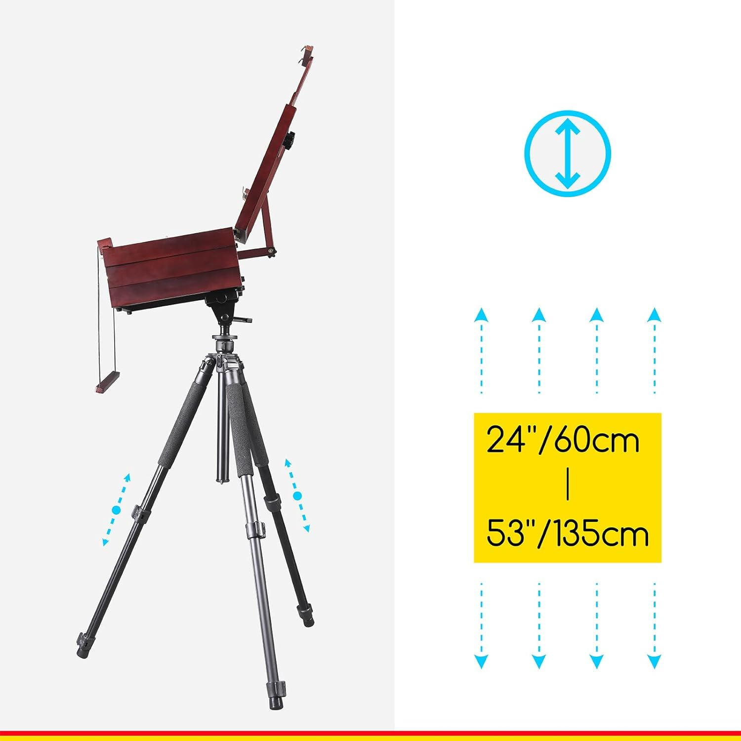 MEEDEN Plein Air Easel, Portable Tabletop Easel for Painting, Aluminum Travel Tripod with Nylon Carry Bag, Tripod Easel Stand for Displaying Outdoor - Light Walnut image number 5
