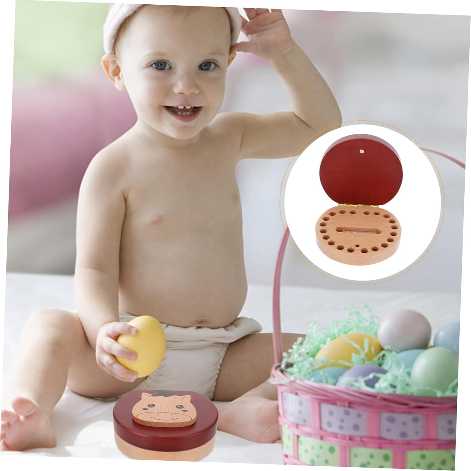 Wooden Dental Box Teeth Saver Keepsake Box for Boy Girl Fairy Holder and Zodiac Collection Organizer image number 2