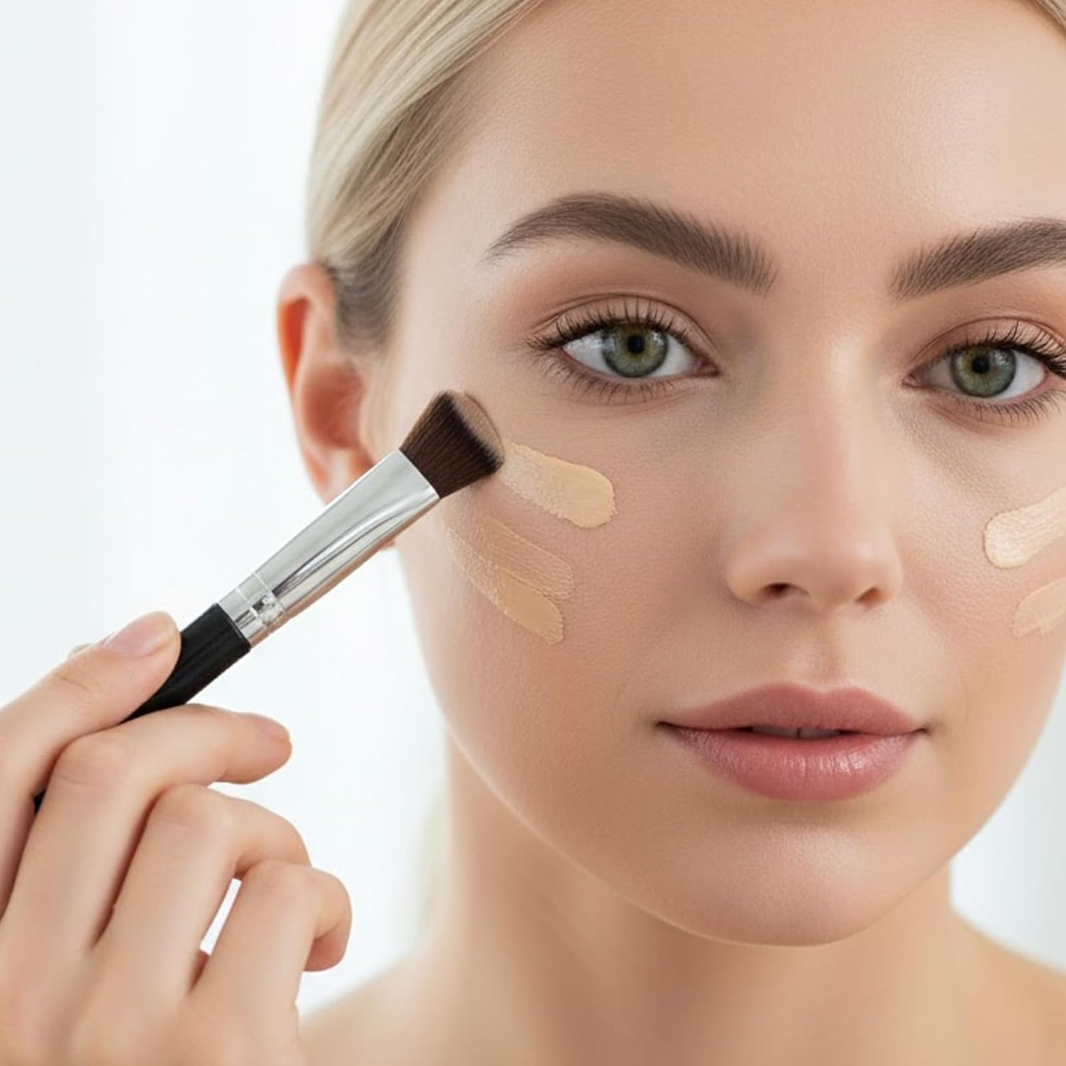 2 PCS Corner Eye Brush Triangle Concealer Brush Small Nose Contour Foundation Makeup Brushes Angled under Eye Brightening Brushes for Cream Face Contour Blending (Black) image number 4