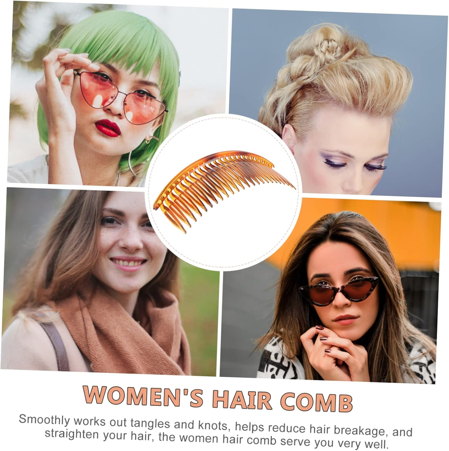 IWOWHERO 6Pcs Hair Comb Slides and Side Combs 13Cm Large Plastic Hair Accessories 24 Teeth for Women and Girls and Headpiece image number 5