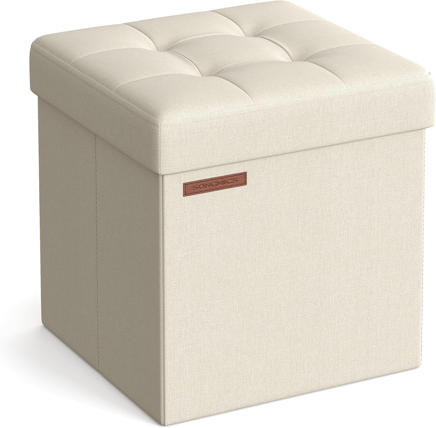 Songmics Folding Storage Ottoman Bench Foot Rest Stool, 38 Cm Size, Dark Gray