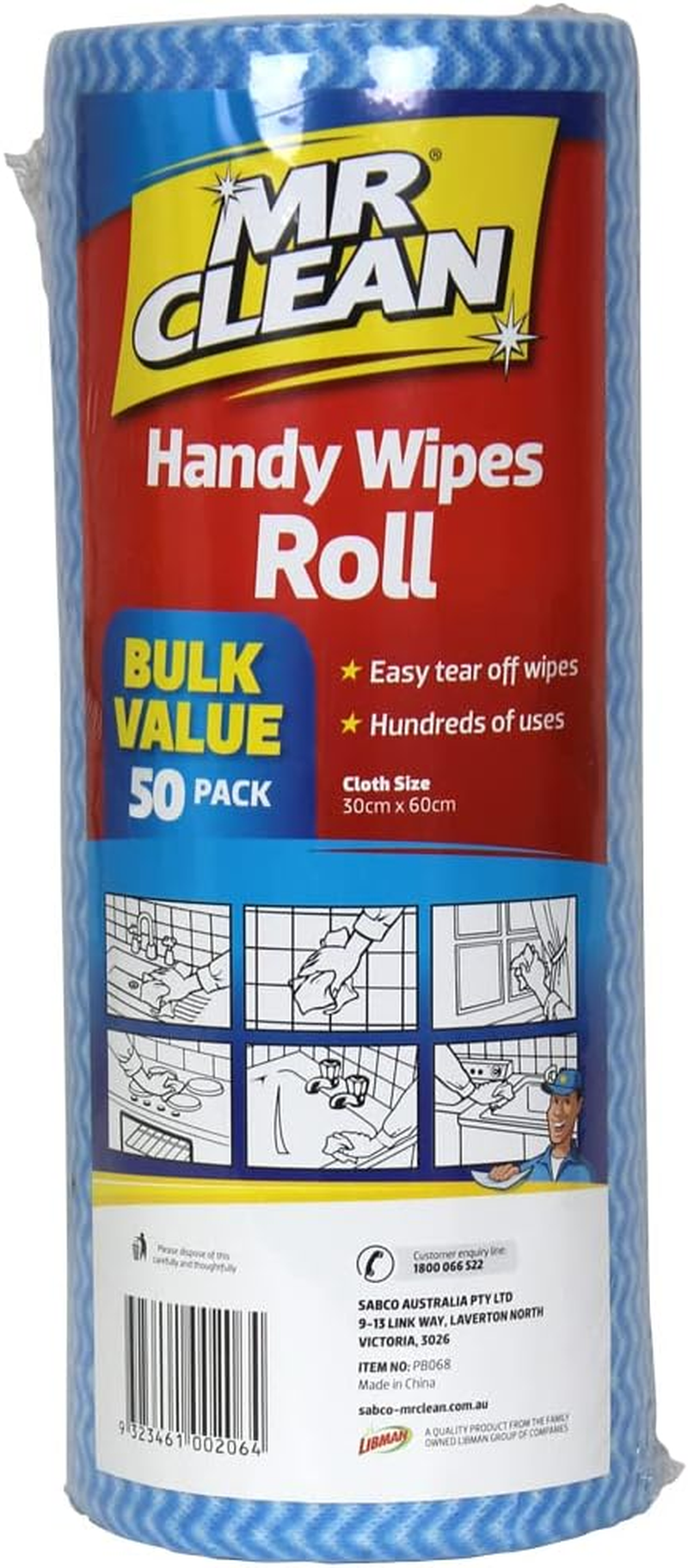 Mr Clean Handy Reg Wipes Roll 50-Pieces (Pack of 2) image number 1