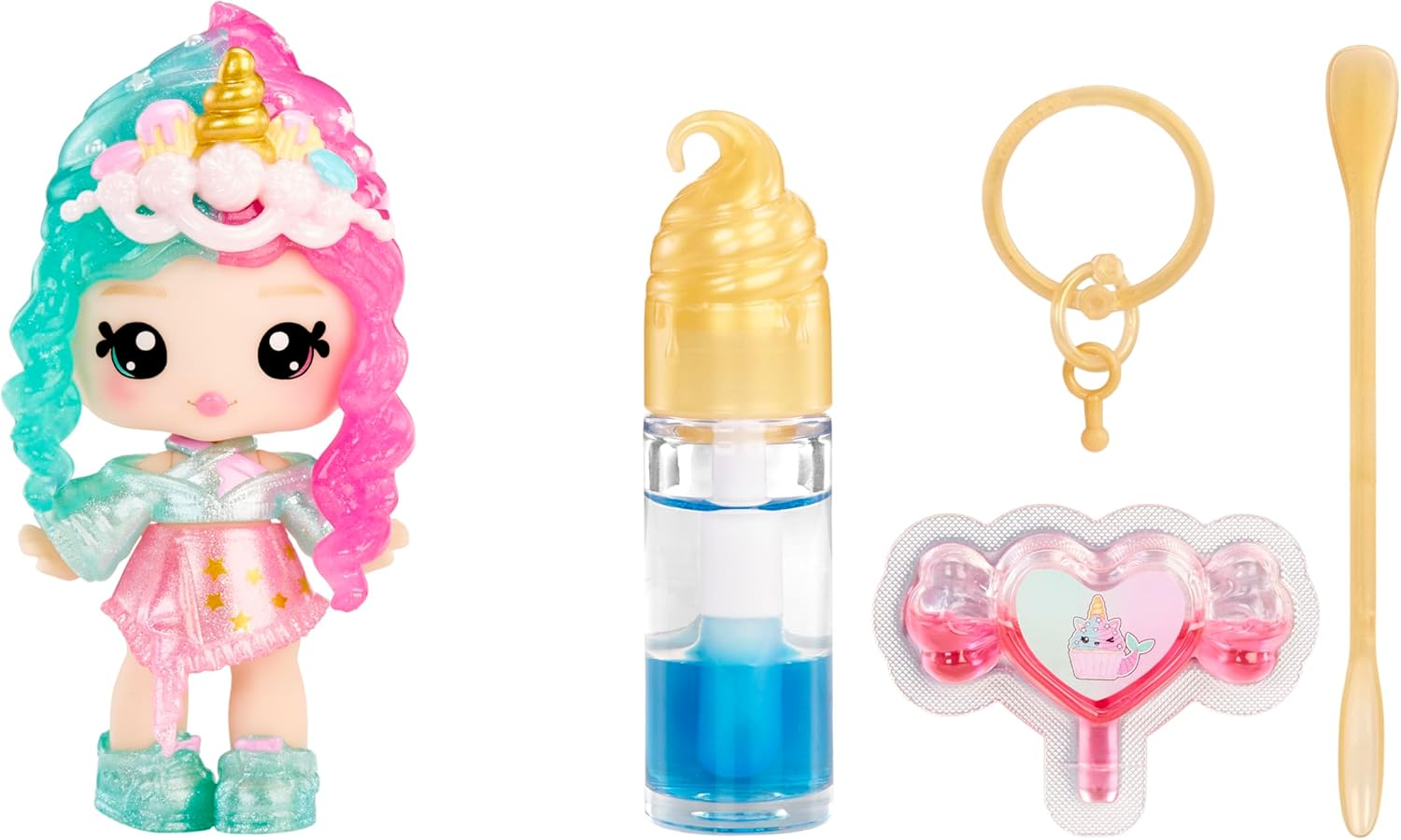 Yummiland Lip Gloss Doll: Mystery Color Change - Phoebe Frappe Includes DIY Lip Gloss + Removable Keychain, Cosmetic Play, Collectible, Ages 4+ image number 3