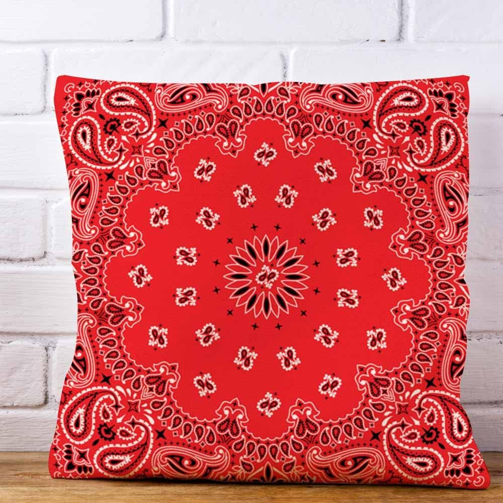IBILIU Throw Pillow Covers Red Western Bandana Cushion Pillow Case Home Decor Pillowcase 18X18 Inches