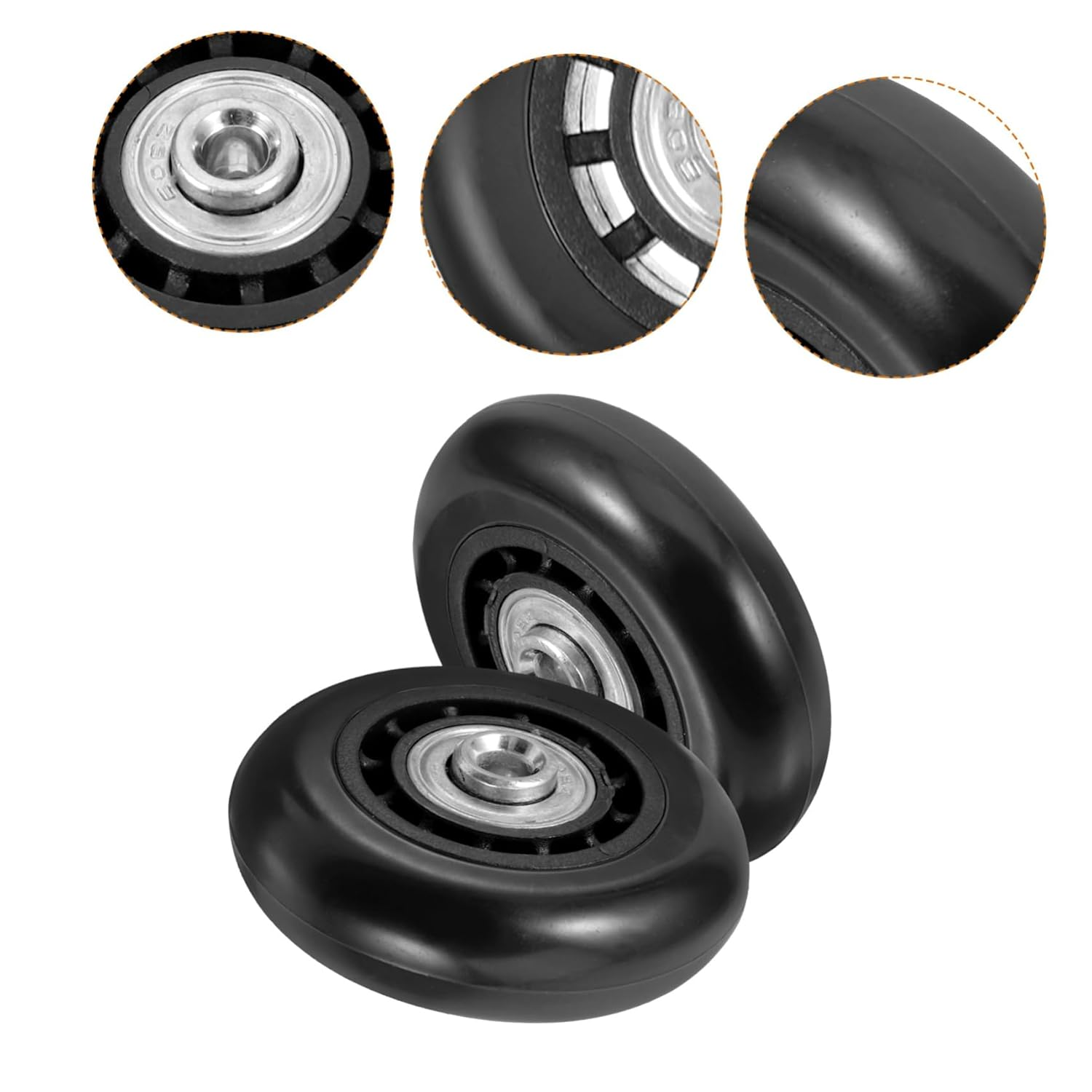 ULTECHNOVO 2Pcs Luggage Wheels Replacement Kit Metal Bearing Swivel Caster 60X23Mm Universal Suitcase Travel Wheel Repair Accessories image number 4