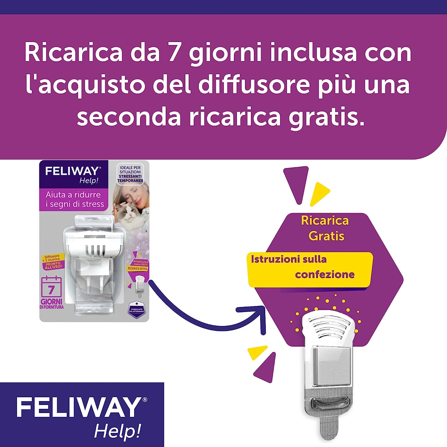 FELIWAY&reg; Help! Diffuser + Refill 7 Days &ndash; Helps Your Cat to Face Momentary Stress Situations &ndash; Calming and Stress Relief Feline Pheromones for Cats image number 4