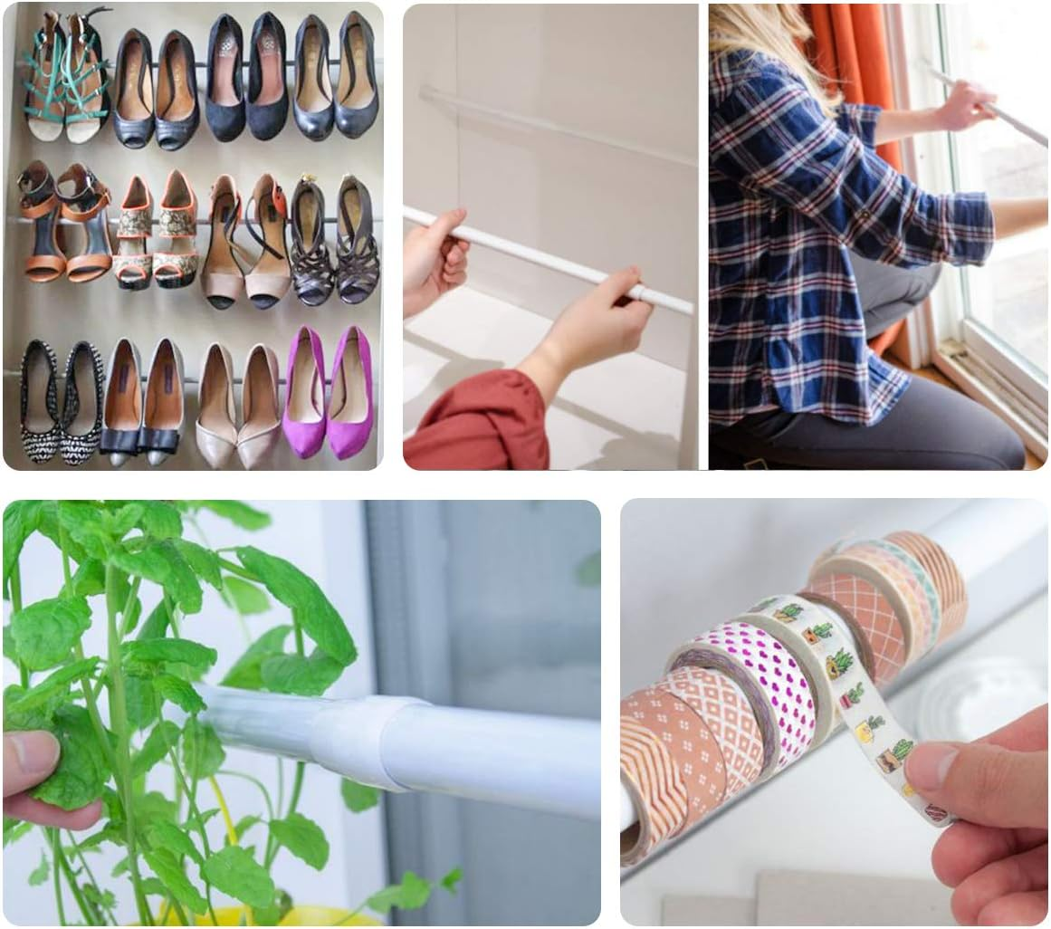 8 Packs Small Tension Rods 16 to 28 Inch Spring Adjustable Bars for Camper RV Refrigerator, Kitchen Windown, Cupboard Utensils, Closet, and Cabinet, White image number 3