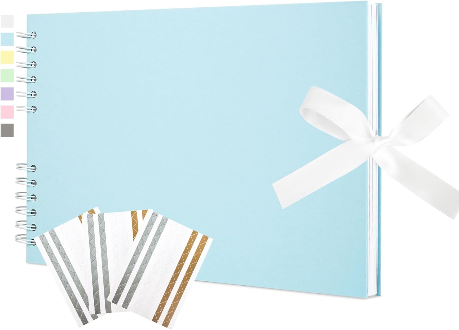 Scrapbook Memory Book with 20 Sheets White Pages 11.5X8.5 Inch DIY Album Set with Corner Stickers for Baby Shower Birthday Wedding Travelling, Blue