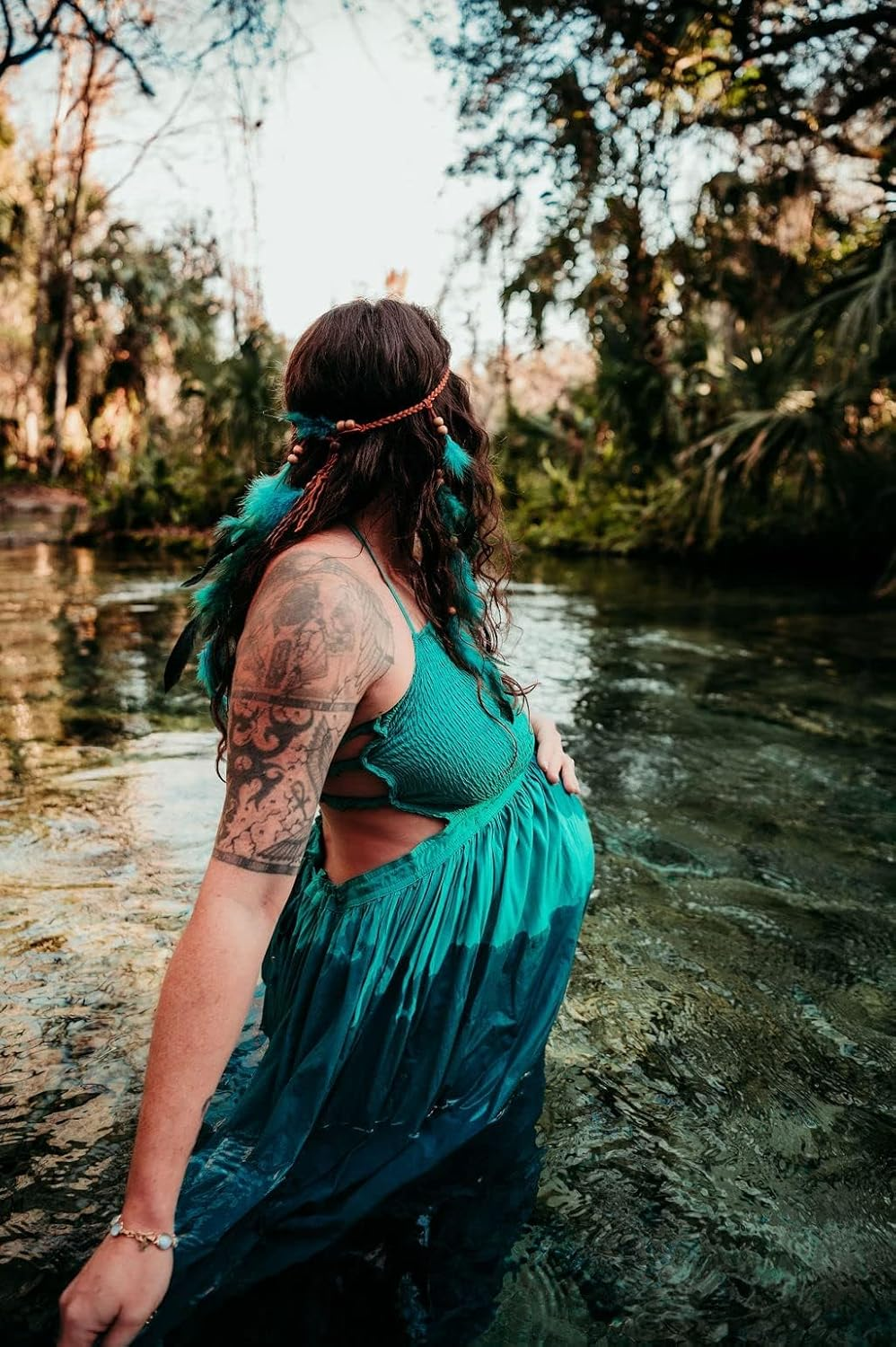 ZEBAN Boho Feather Headband Hippie Headbands Gypsy Headpiece Headwear Hair Accessories for Women (Purple, One Size) image number 4