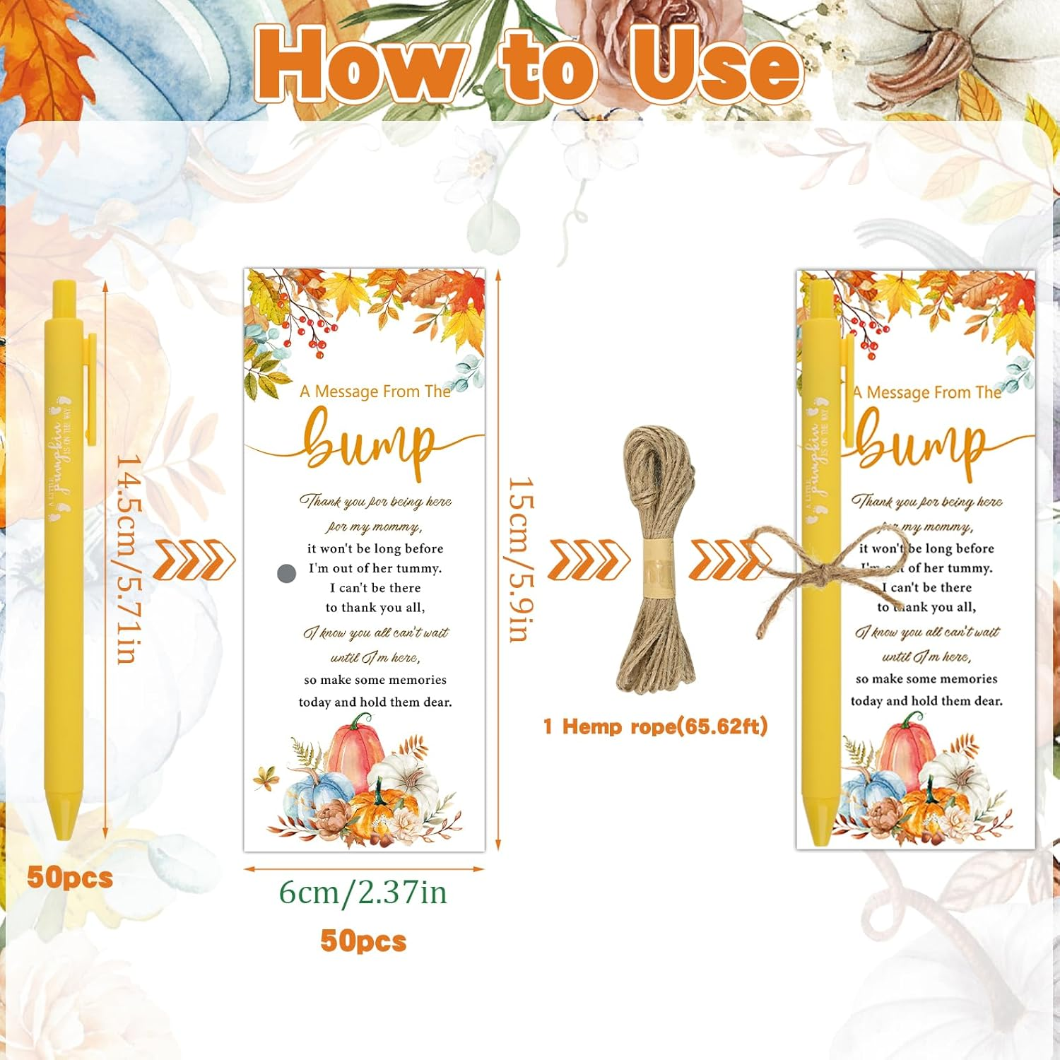 50 Sets Little Pumpkin Baby Shower Favors Baby Shower Pens Gifts Bulk Fall Pumpkin Theme Sign 50 Ballpoint Pens 50 Thank You Cards with Twine for Gender Reveal Party Souvenirs Return Gifts Prizes
