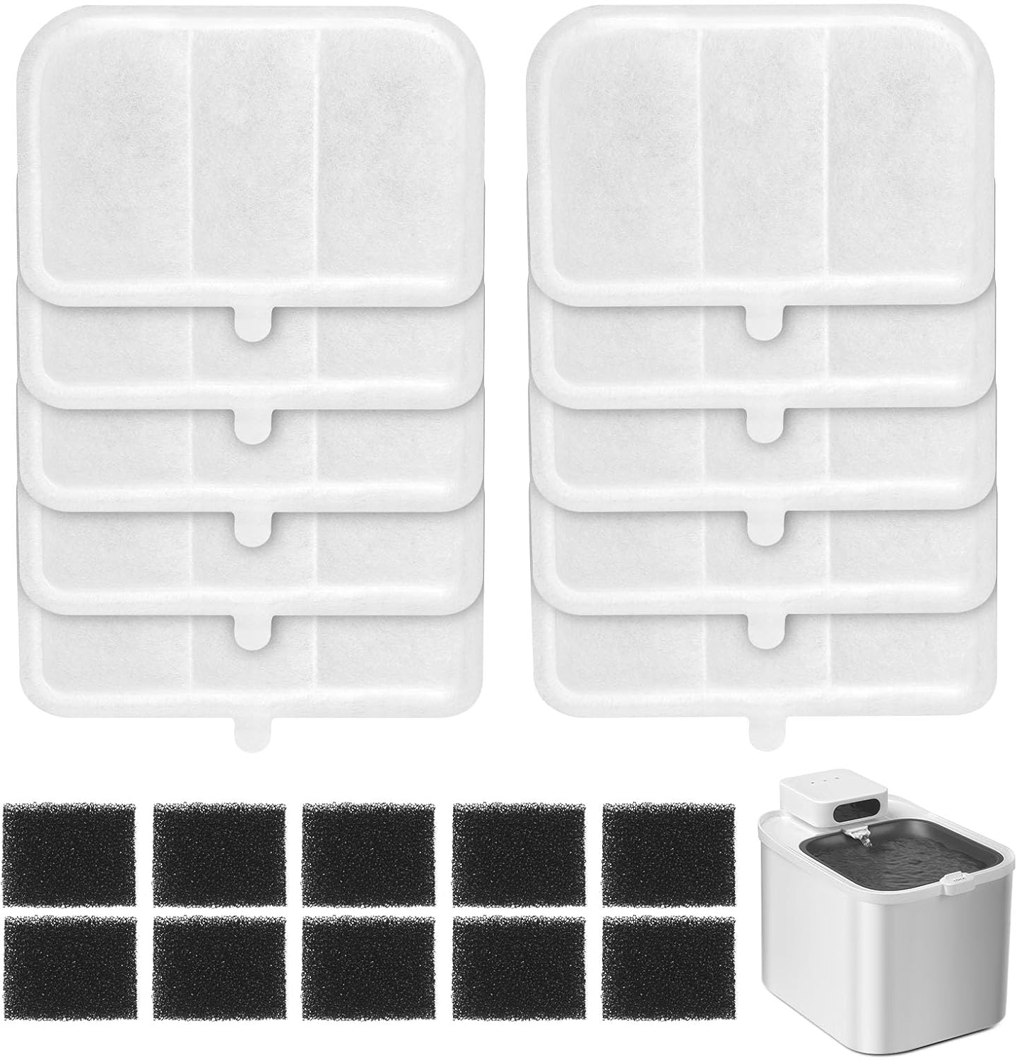 Pack of 10 Cat Fountain Filters, Replacement Filters for Everweather Max Intelligent Cat Fountain Wireless, Resin and Activated Carbon Filters Hair Impurities and Improves Odour (10 Filters + 10 image number 5