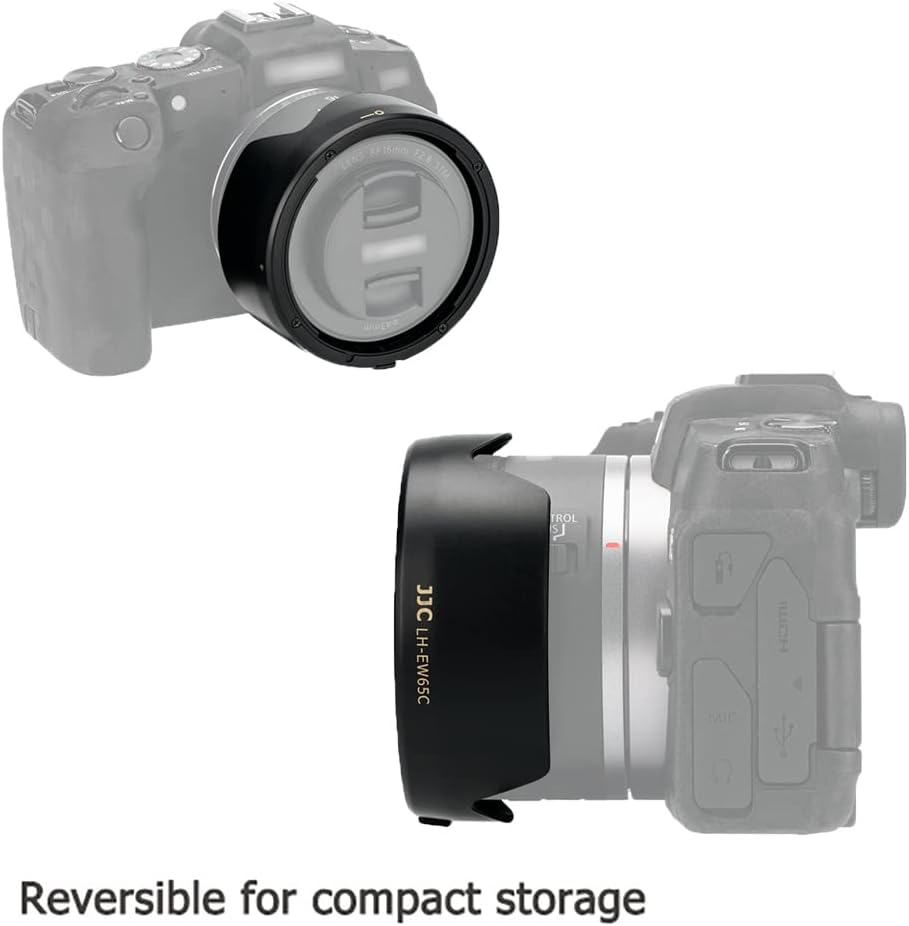 JJC EW-65C Reversible Petal Bayonet Lens Hood Lens Shade for Canon RF 16Mm F2.8 STM Lens on Canon EOS R RP R3 R5 R6 Camera image number 1