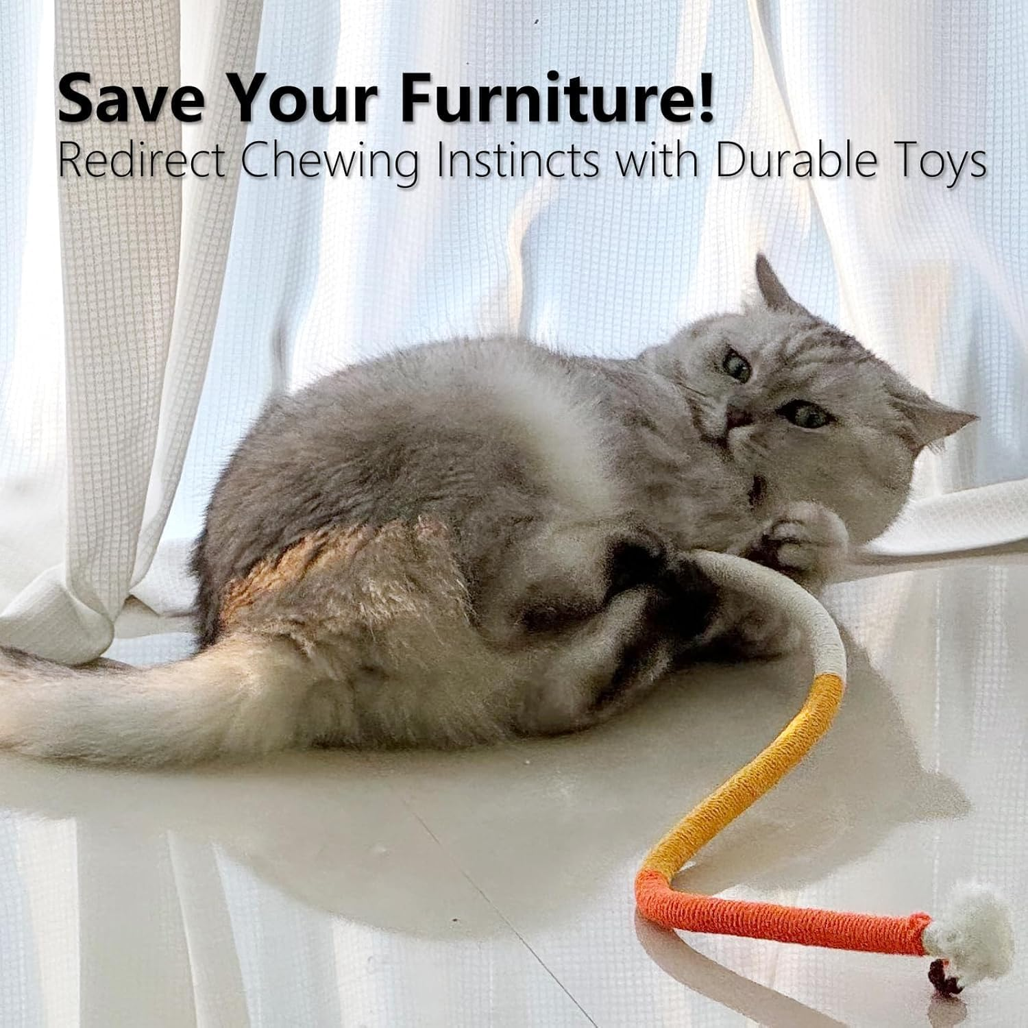 3 PCS Cat Chew Toys Rope Set, 27.56" Natural Sisal & Cotton Rope Cat Toys with Catnip, Pet-Friendly Teething & Oral Care Toys for Indoor Cats and Kittens