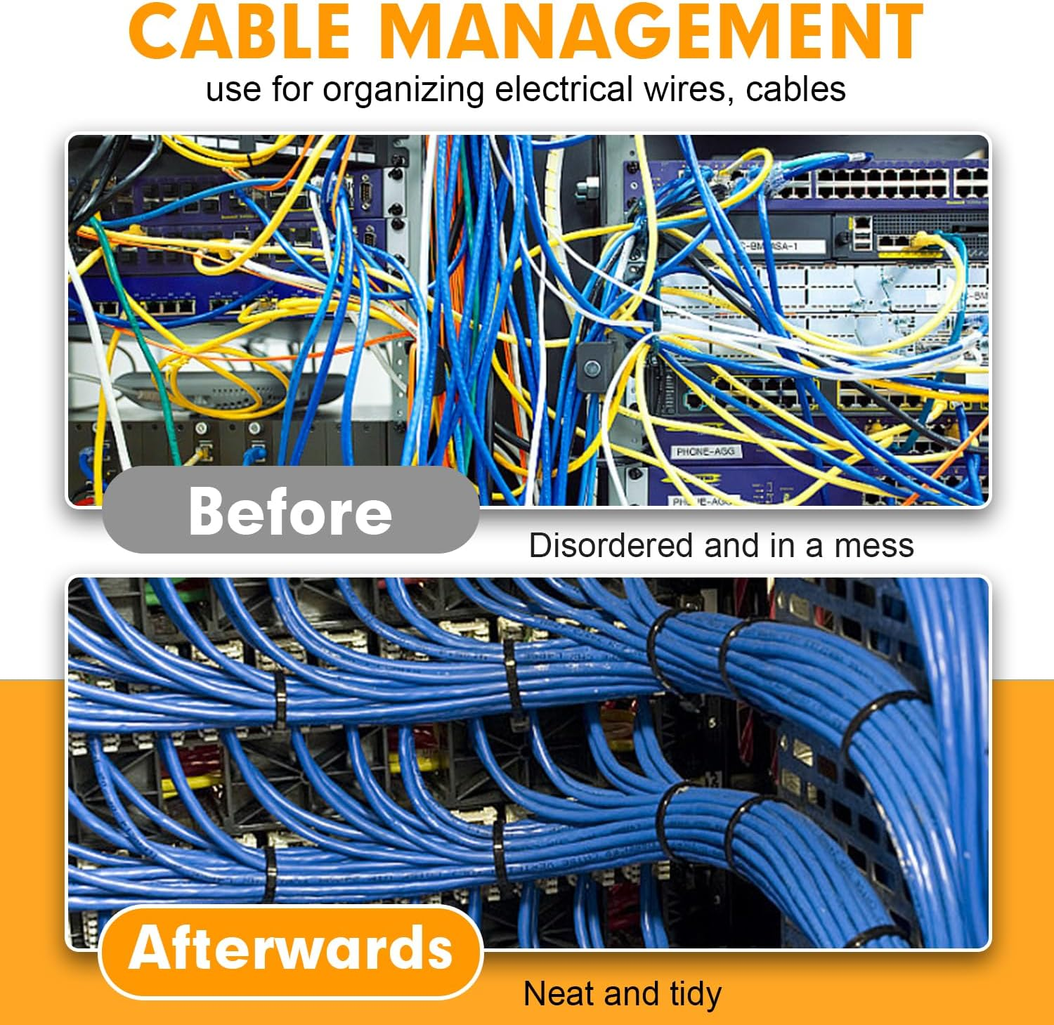 RAZCC 1200Pcs Black Cable Zip Ties 12 Inch, Heavy Duty Plastic Nylon Tie Wraps with 50Lb Tensile Strength for Indoor & Outdoor image number 2