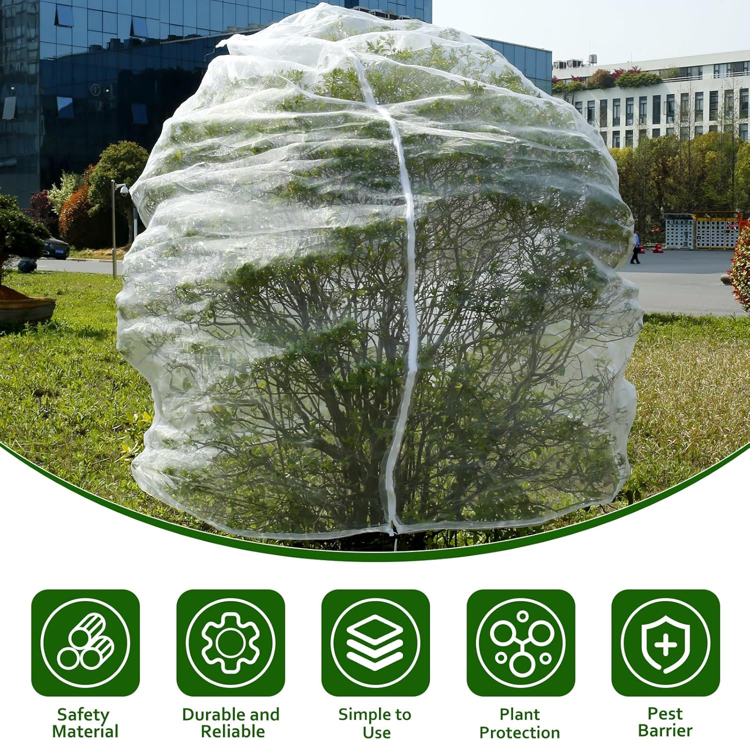 10 X 10 Ft Large Fruits Tree Netting, Fruit Tree Bird Netting with Zipper and Drawstring, Durable Breathable Transparent Fruit Tree Insect Netting, for Fruit Vegetable Trees, Bushes,Flower in Garden