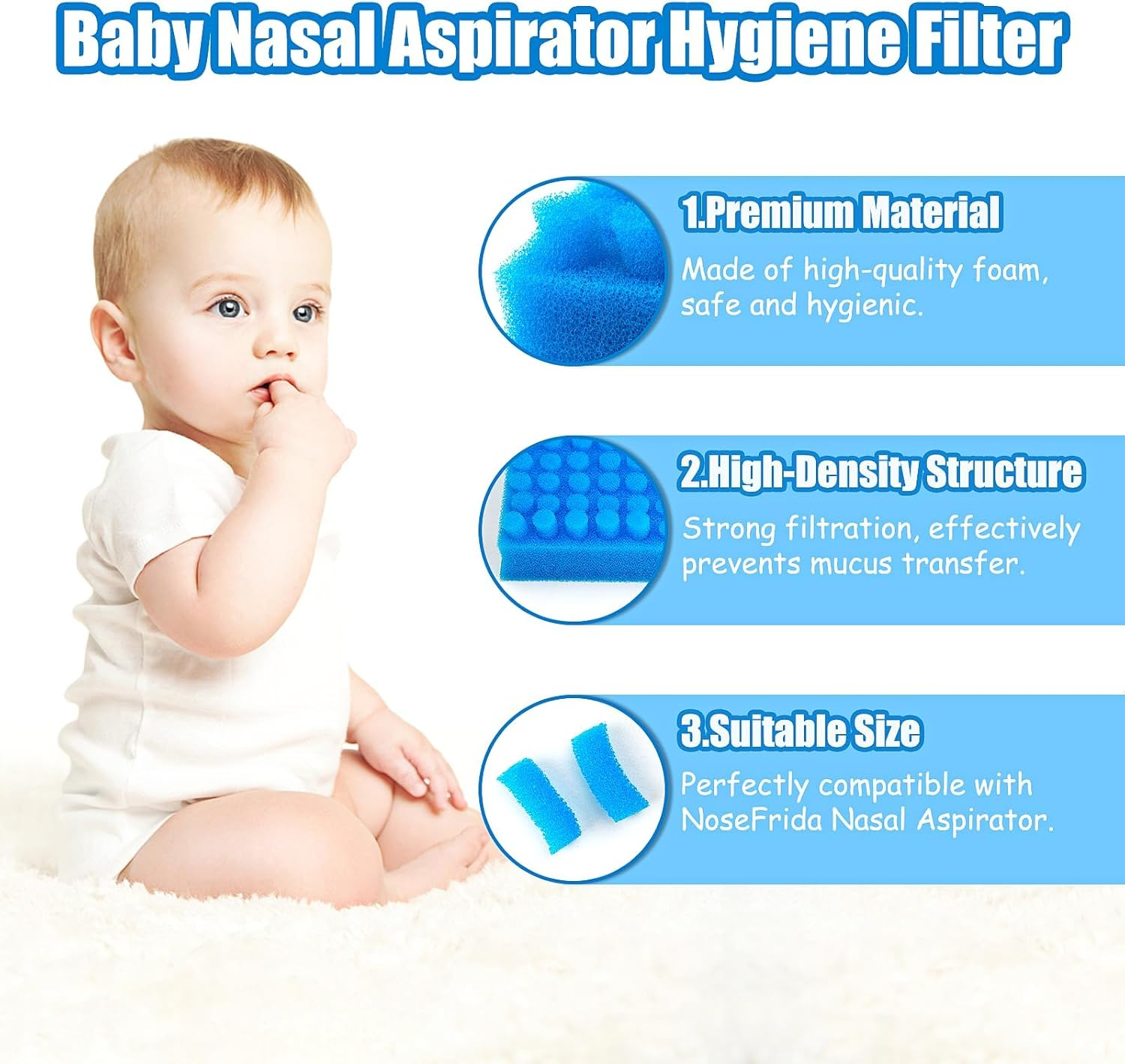 200Pcs Baby Nasal Aspirator Hygiene Filters &ndash; Replacement Nasal Inhaler Filters, Bpa-Free, Phthalate-Free, Latex-Free, Safe & Eco-Friendly for Infants, Boys & Girls image number 4