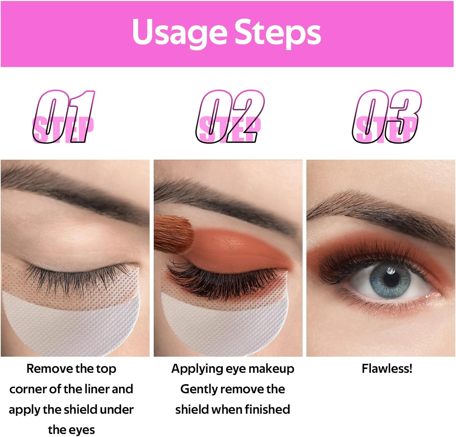 100 Pcs Eyeshadow Shields Pad Lint Free Eye Shadow Stencils Pads Professional under Patches Prevent Makeup Residue for Eyelash Extensions Eyeliner Tinting Lip image number 1