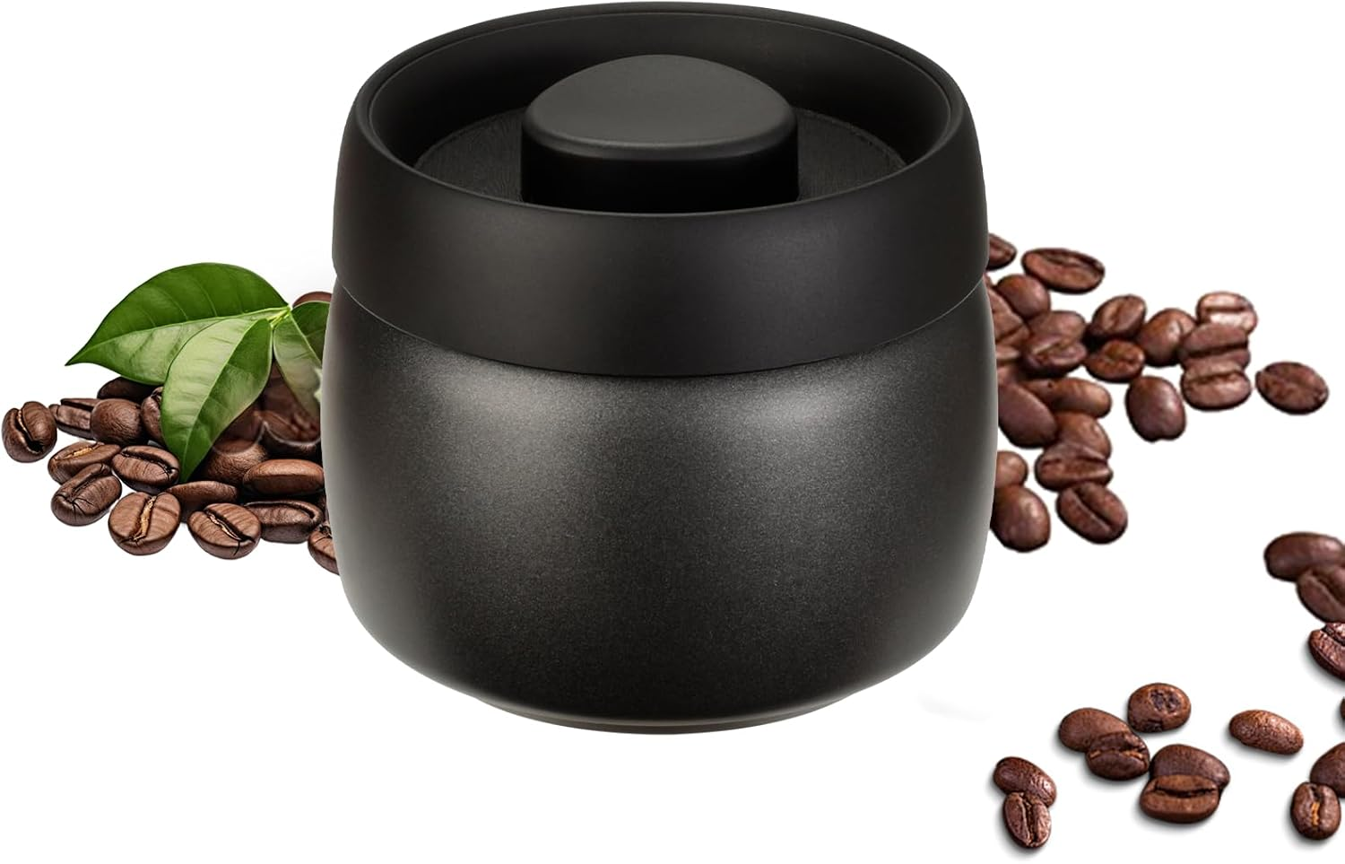 Cozary Stainless Steel Coffee Container, 400 Ml Vacuum Coffee Canister, Airtight, Coffee Beans Container with Vacuum Pump Lid, Airtight & Fresh, for Coffee Beans, Tea, Nuts, Seasoning (Black) image number 2