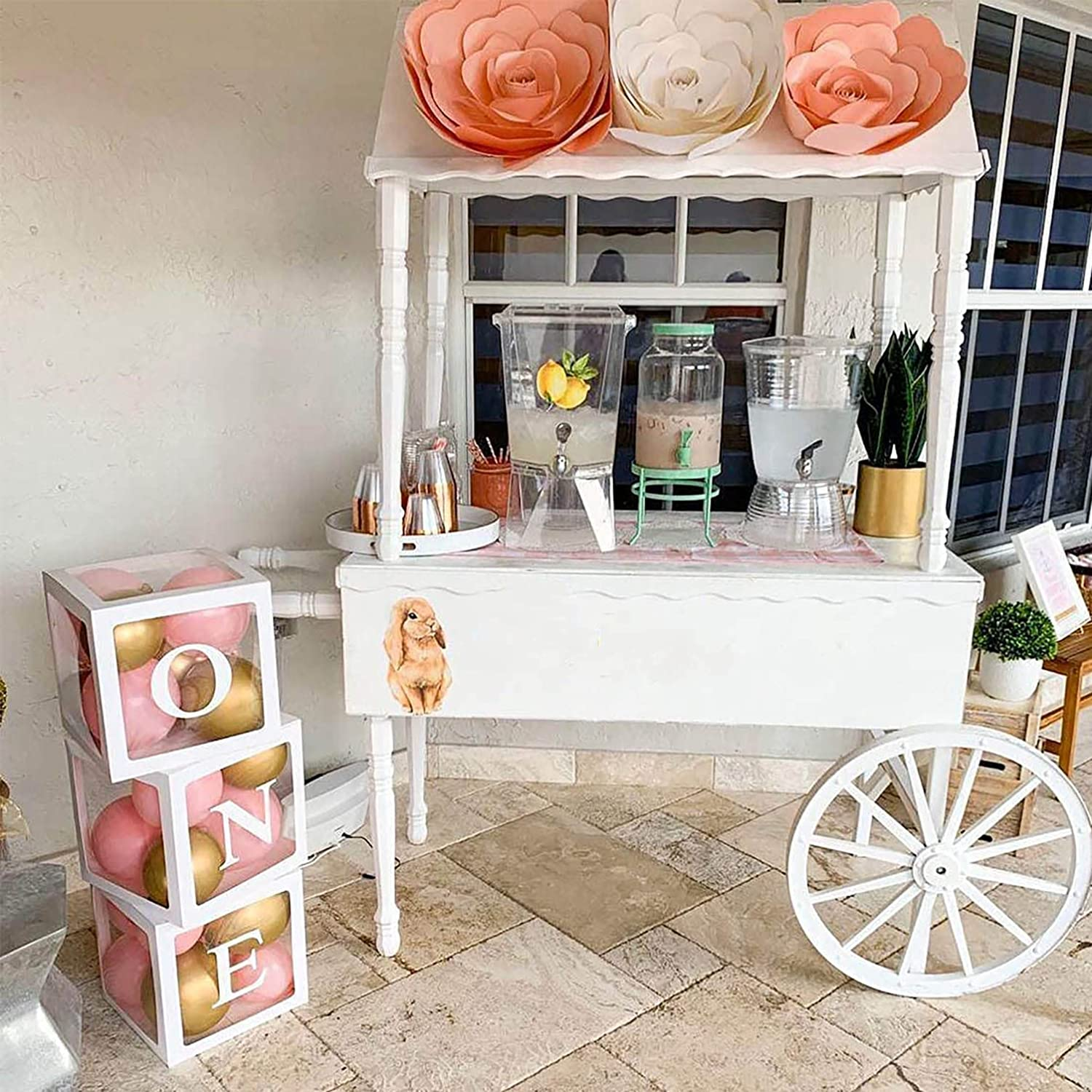 DAWNTREES First Birthday Decorations for Boy or Girl, 3 Pcs ONE Balloon Boxes for 1St Birthday, Baby Clear Blocks Party Decor&hellip; image number 6