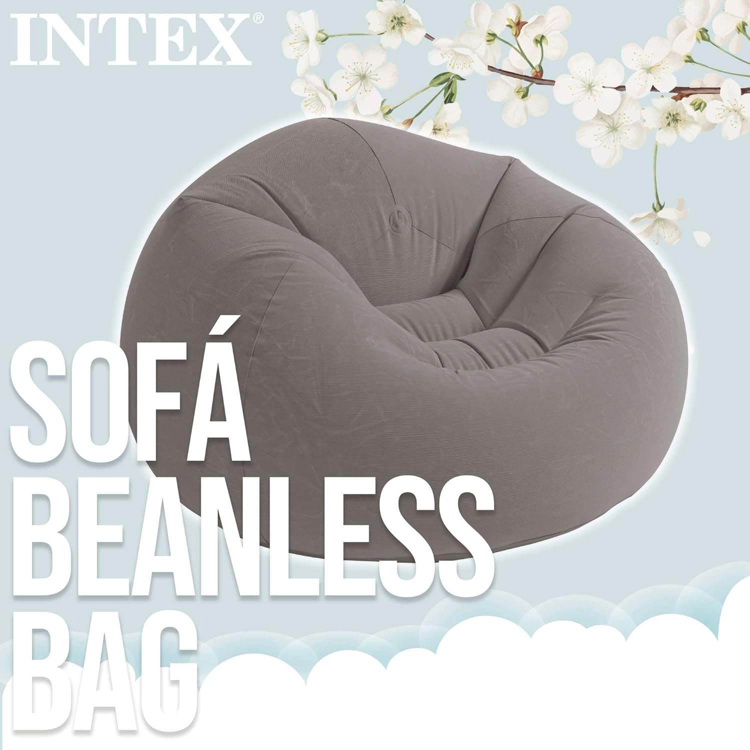 Intex 68579EP Beanless Bag Inflatable Lounge Chair: Corduroy Textured Flocking &ndash; Durable Vinyl &ndash; Folds Compactly &ndash; 220Lb Weight Capacity &ndash; 45" X 45" X 28" image number 6